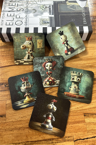 Satranç Taşları- 6'lı Bardak Altlığı