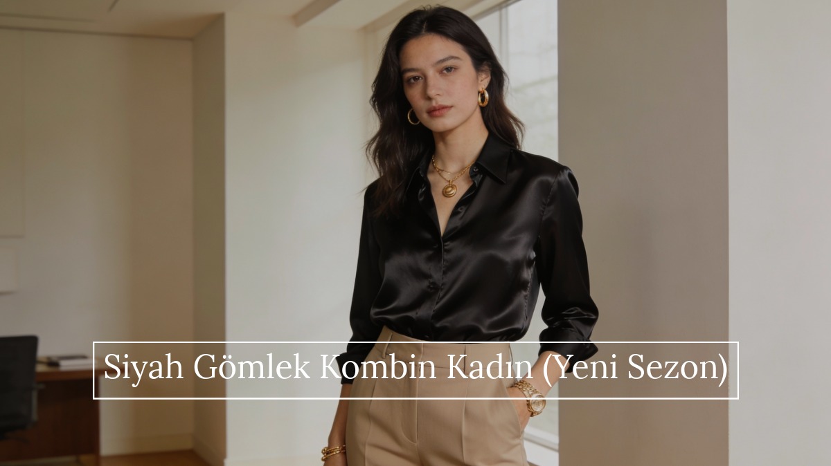 Siyah gömlek kombini kadın
