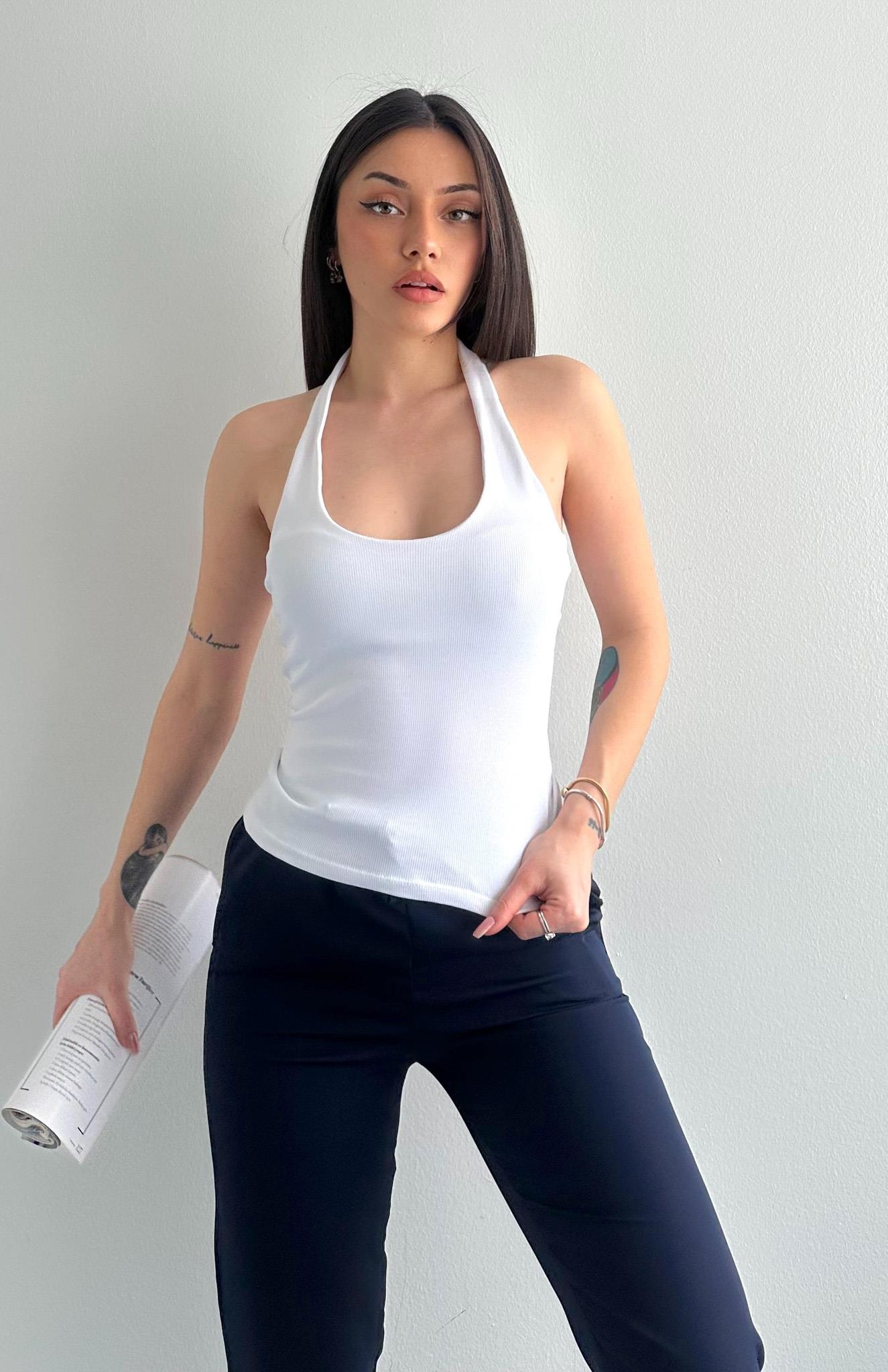 Halter Yaka Atlet BEYAZ