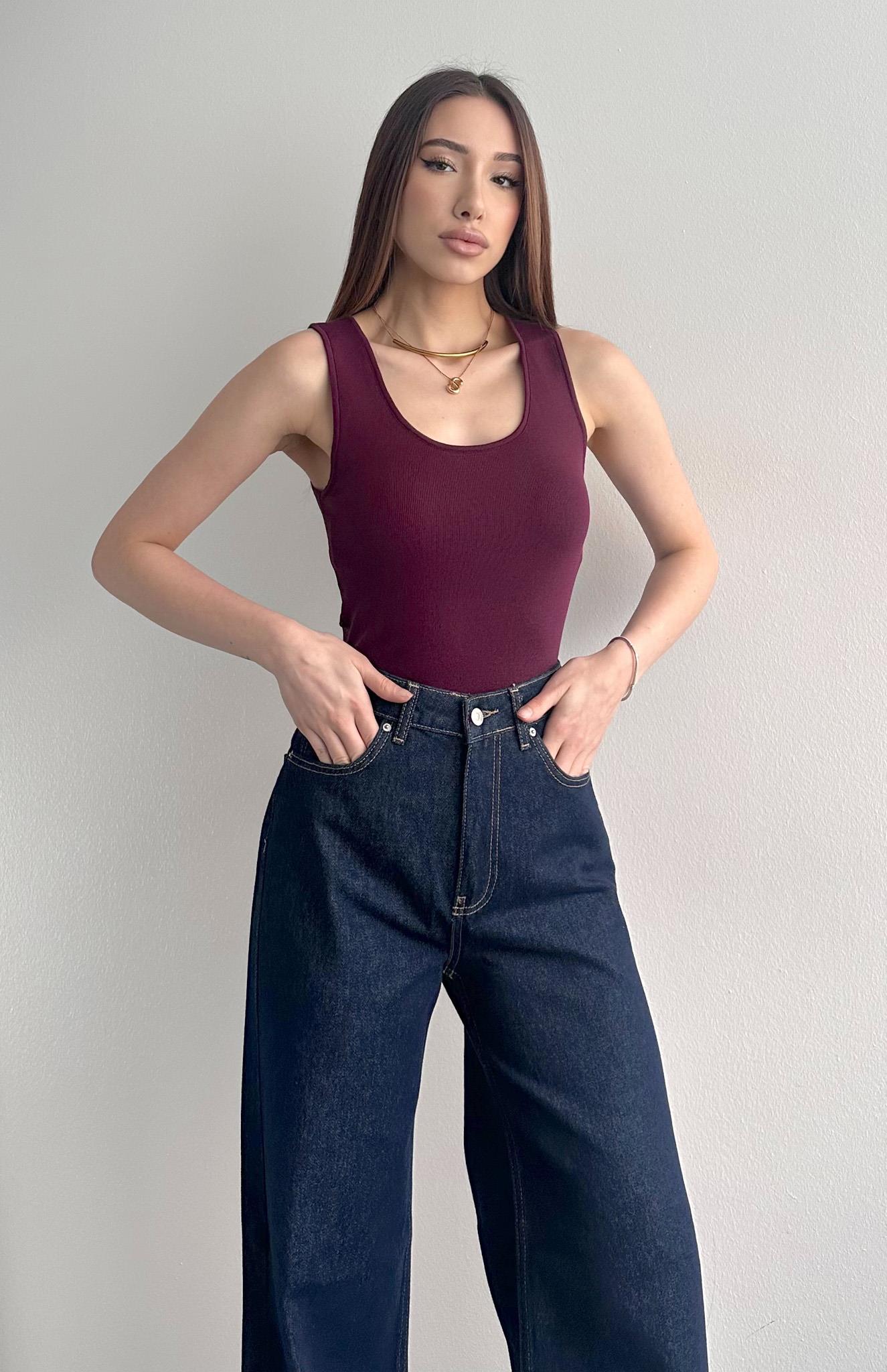 Oval Yaka Elitli Lubin Triko Atlet BORDO