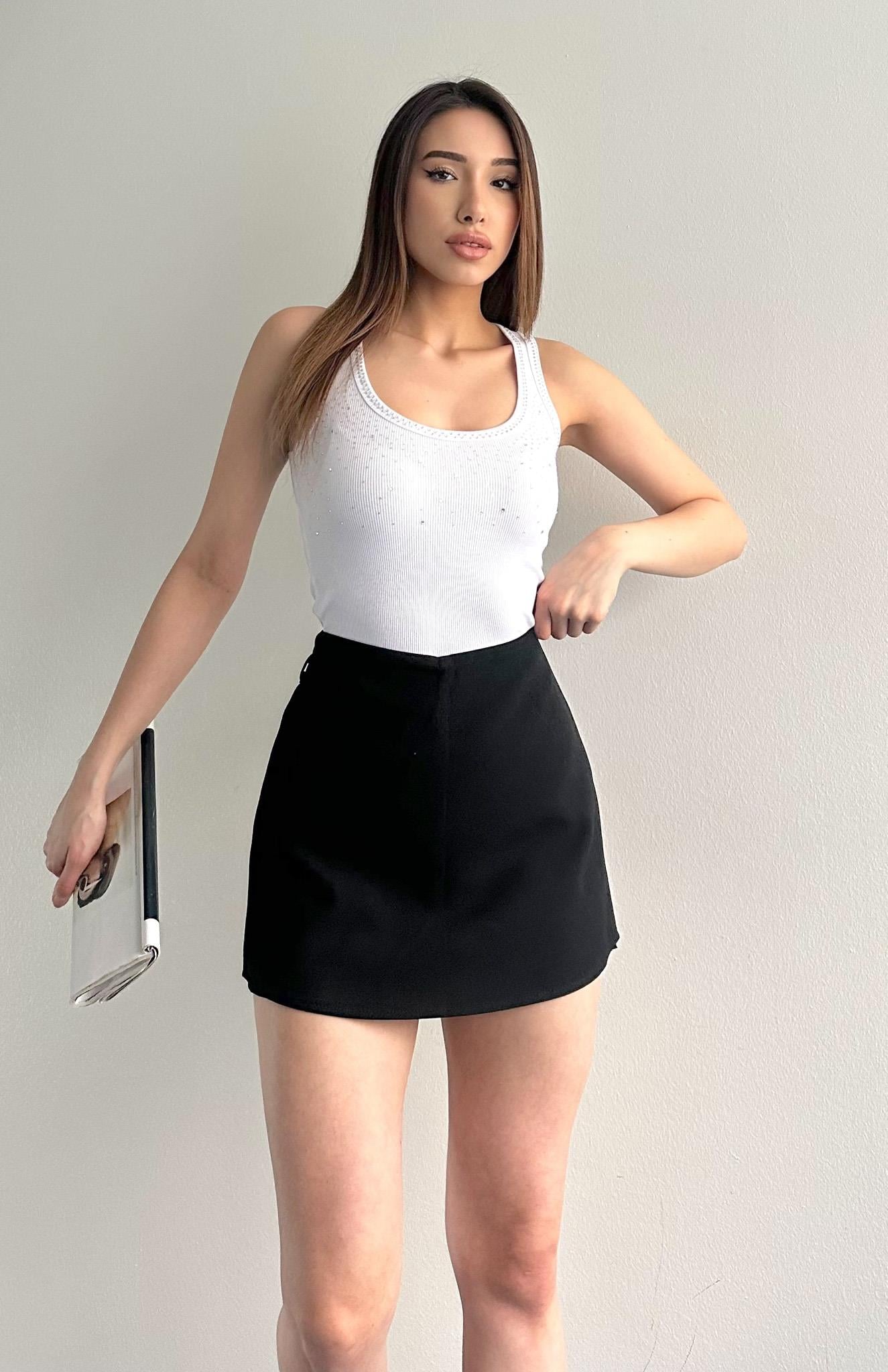 Taşlı Atlet BEYAZ