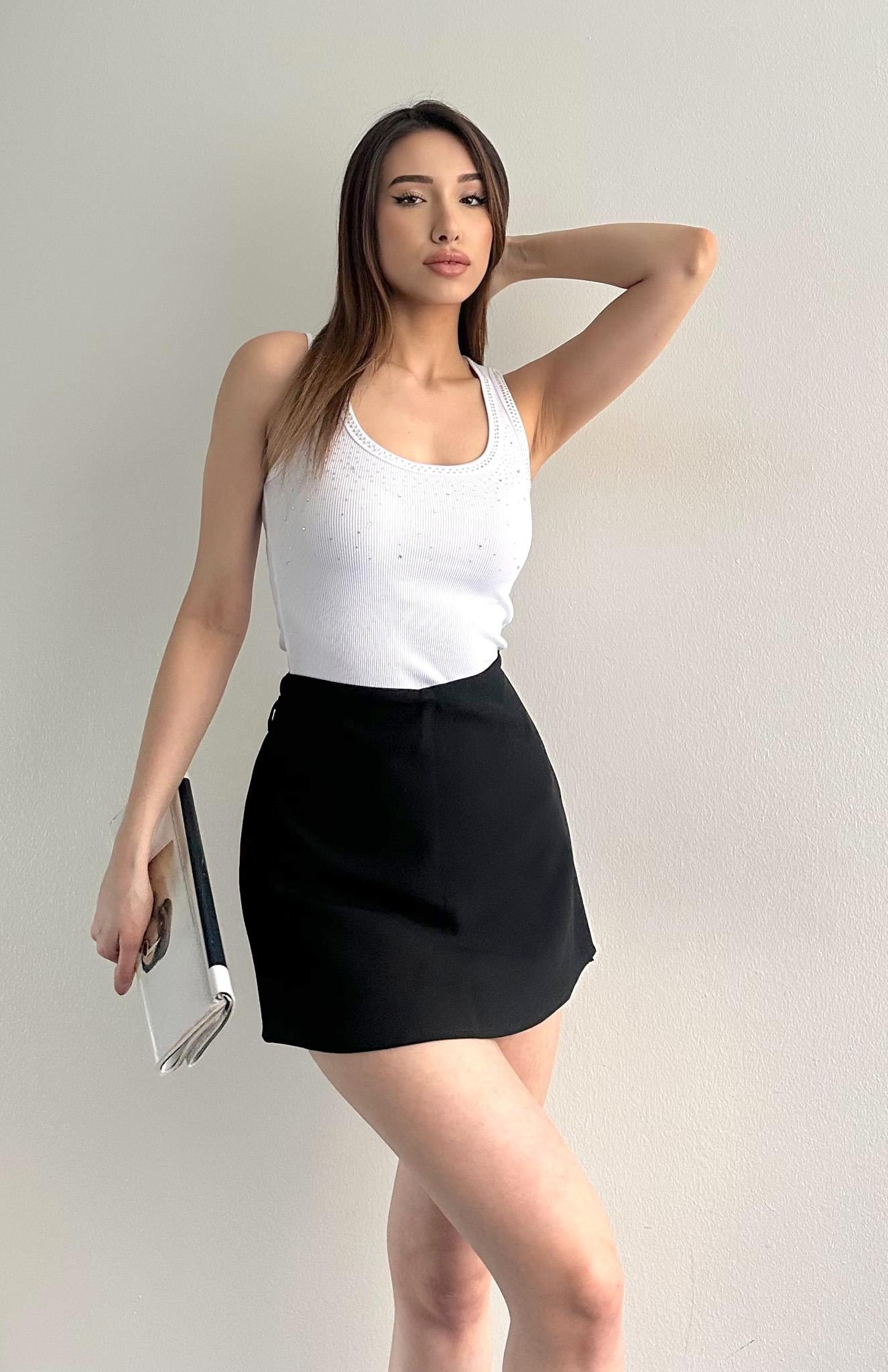 Taşlı Atlet BEYAZ