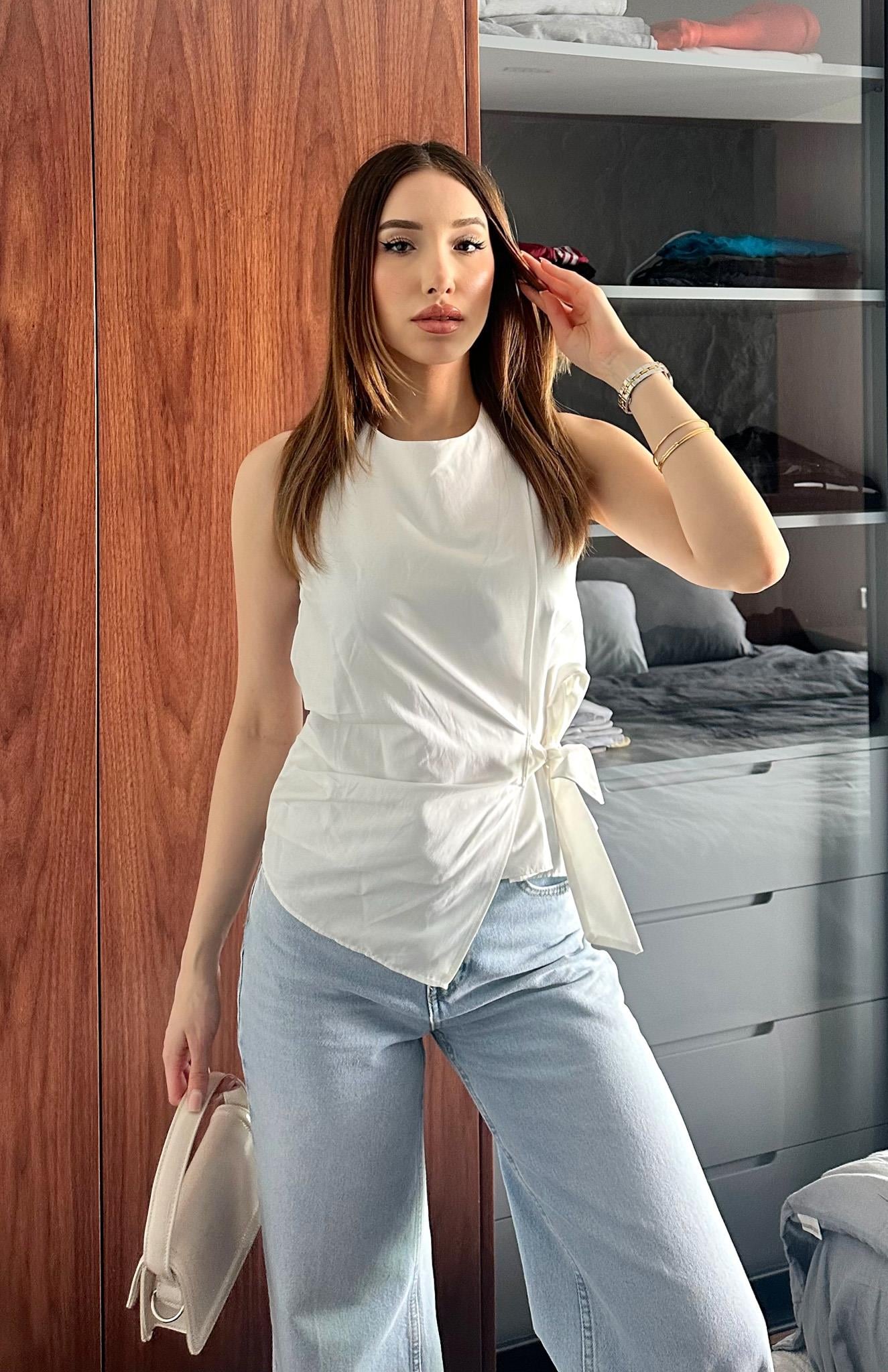 Bağlama Detaylı Bluz EKRU