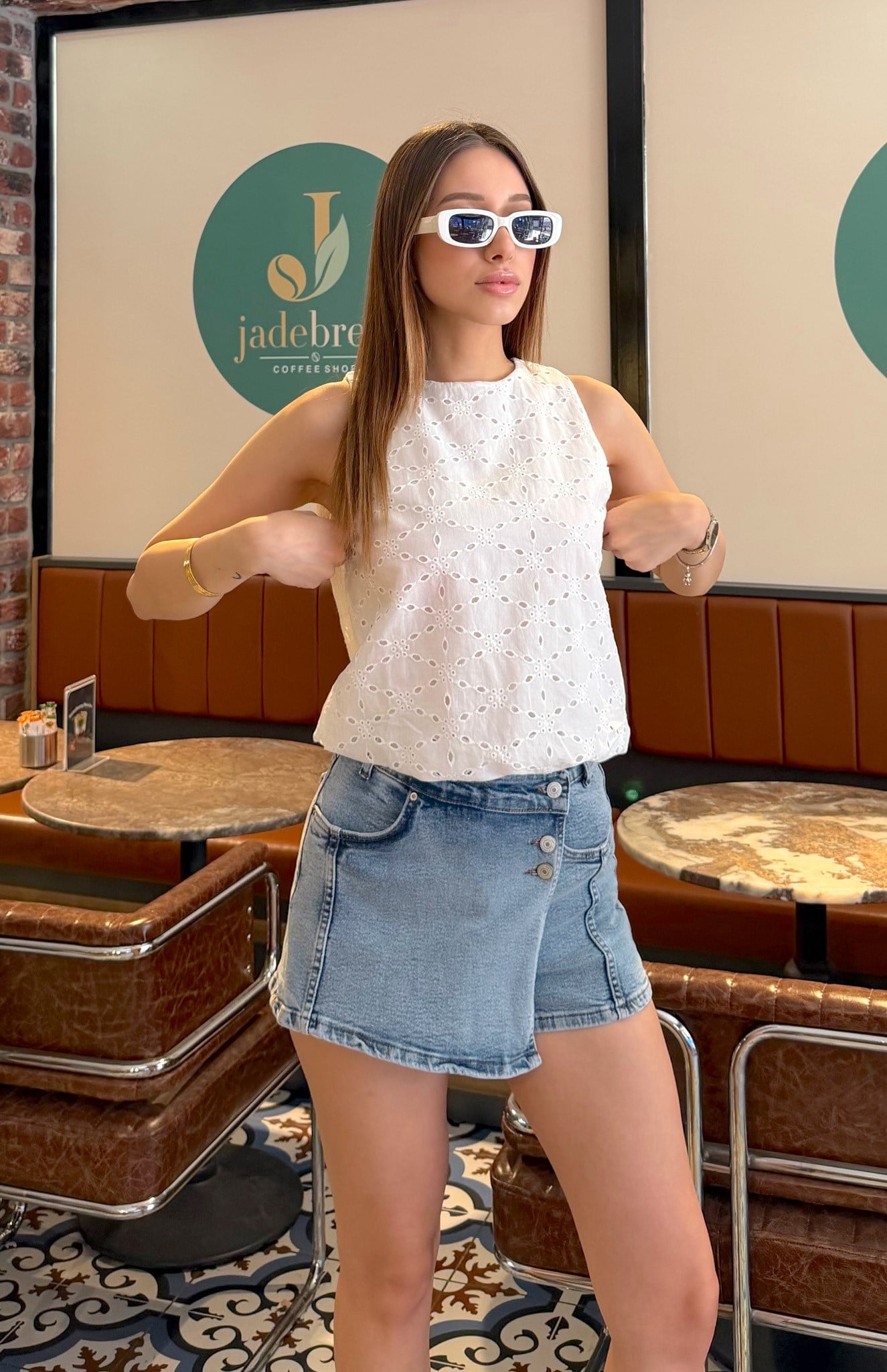 Gupue Detaylı Bluz BEYAZ