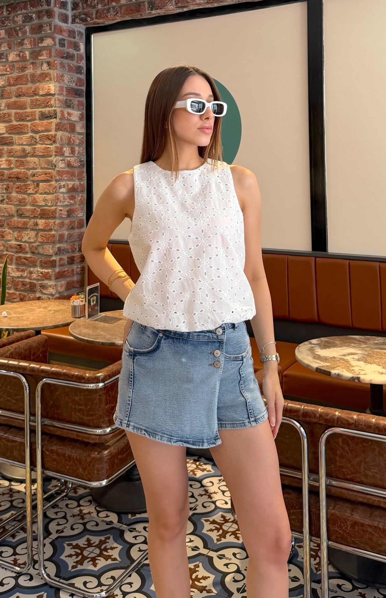Gupue Detaylı Bluz BEYAZ