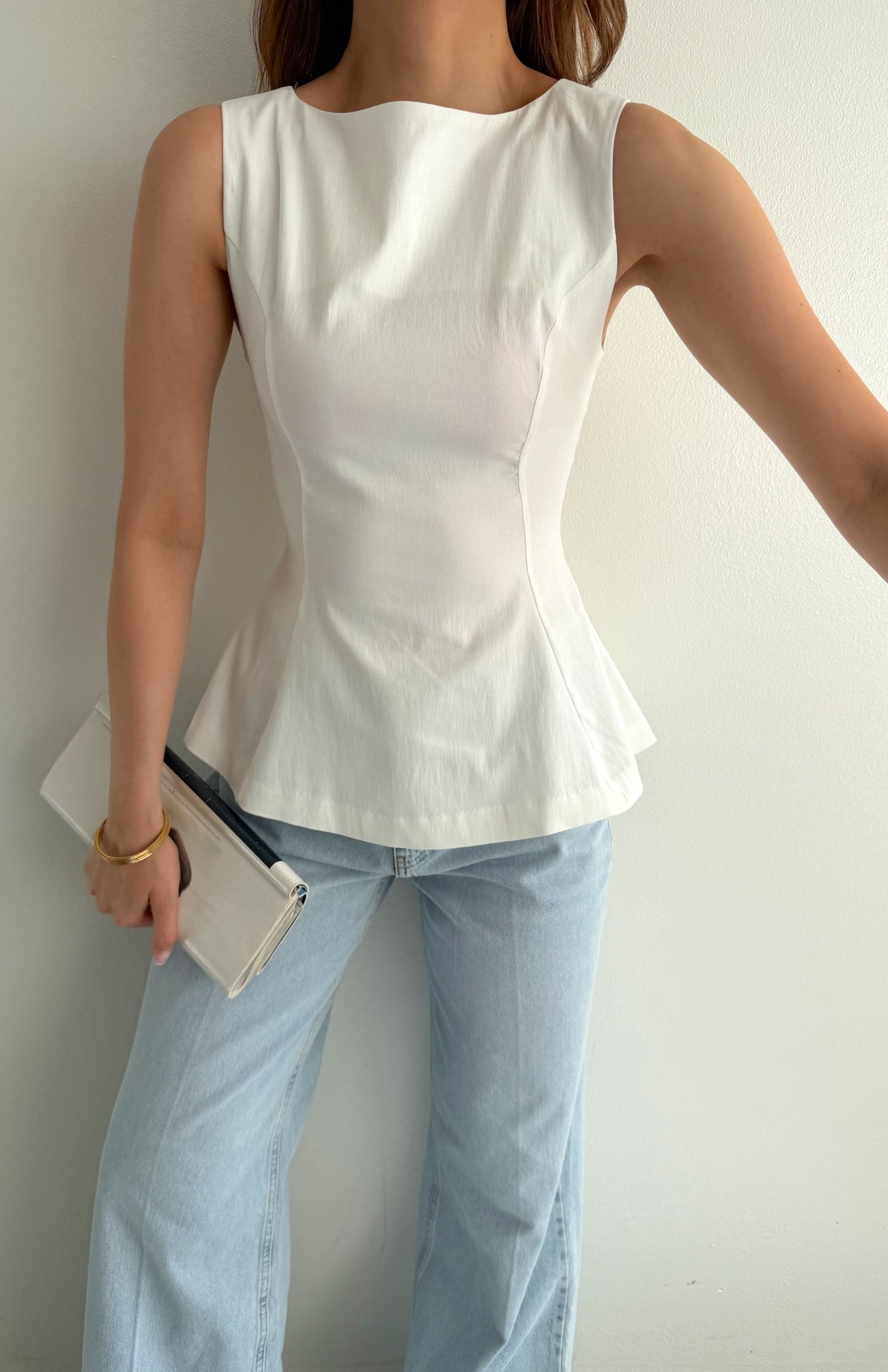 Peplum Top Bluz EKRU