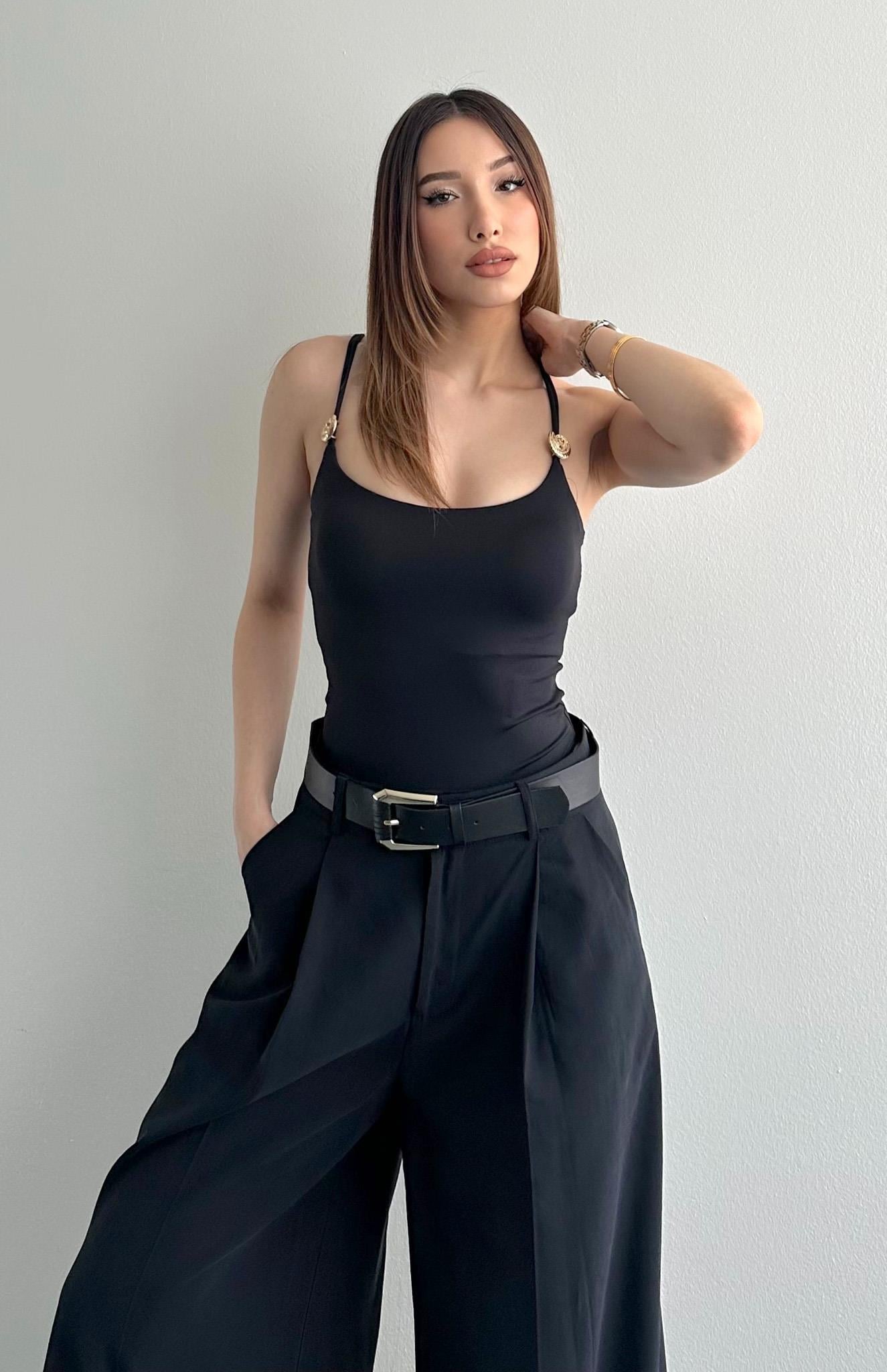 Toka Detaylı Bluz SİYAH