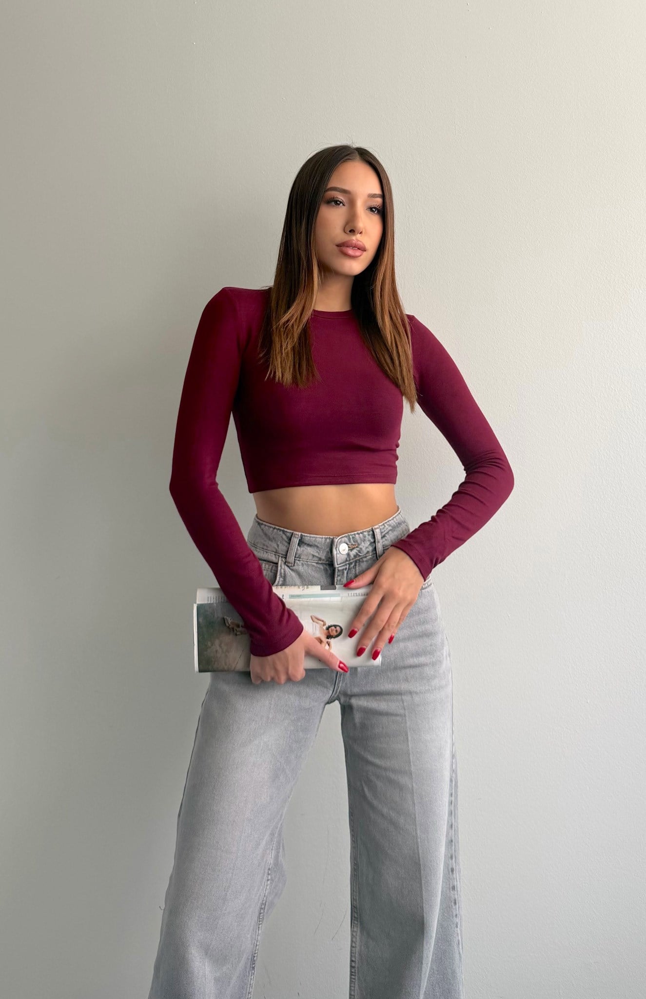 Uzun Kollu Bluz BORDO
