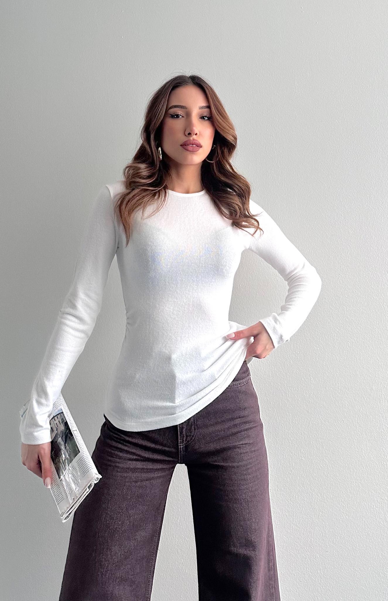 Uzun Kollu Büzgülü Bluz EKRU