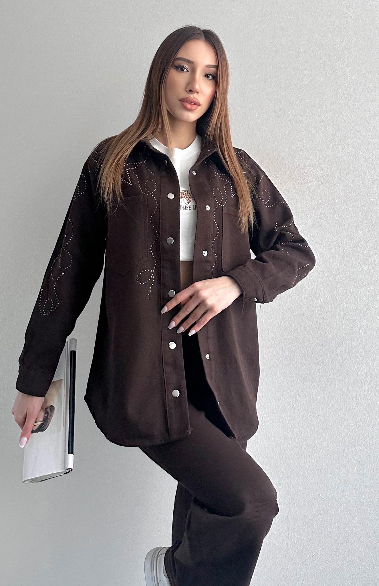 Droplu Gabardin Ceket KAHVERENGİ