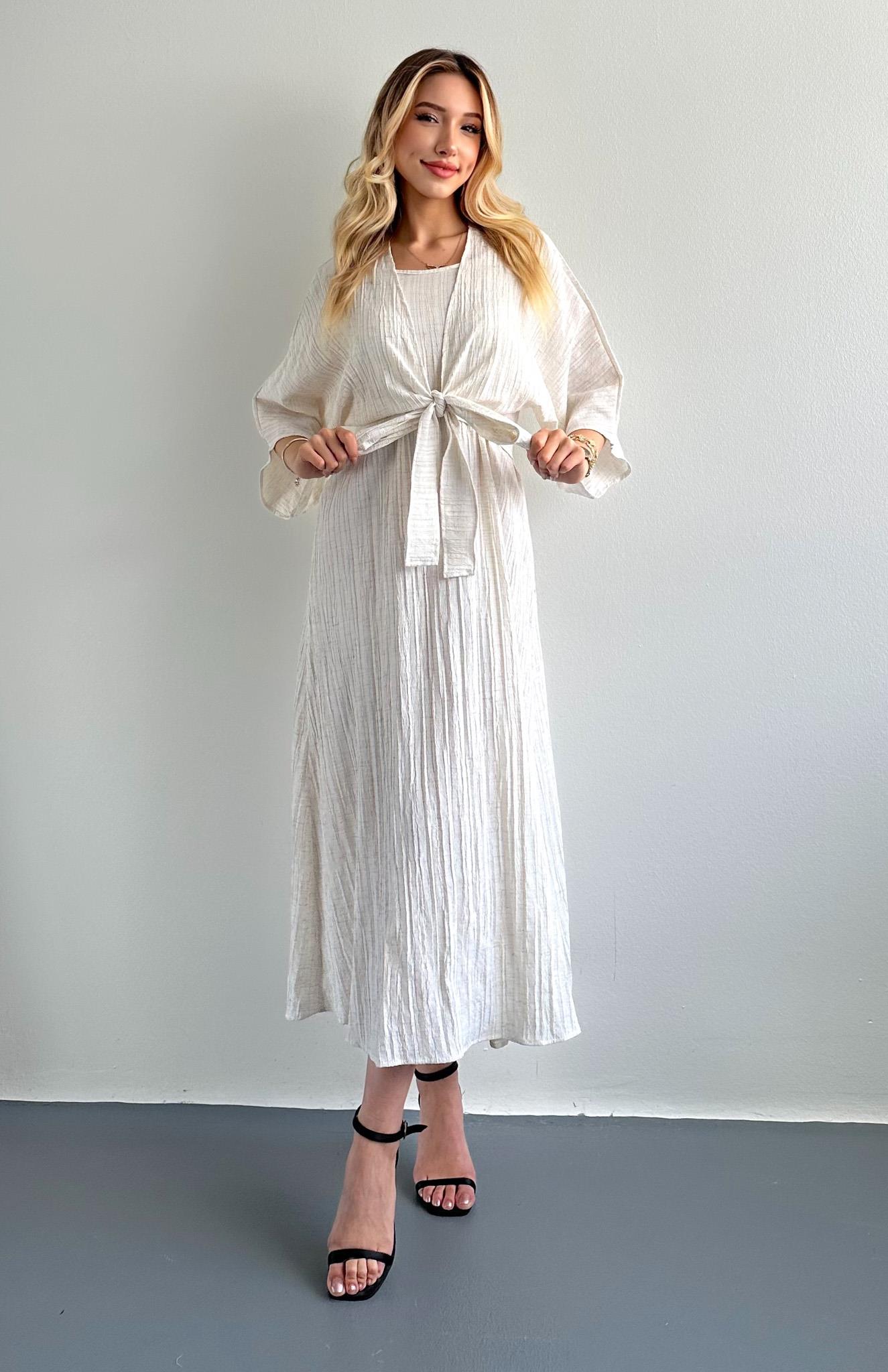 Bağlama Detaylı Bolero Jile Elbise NATURAL