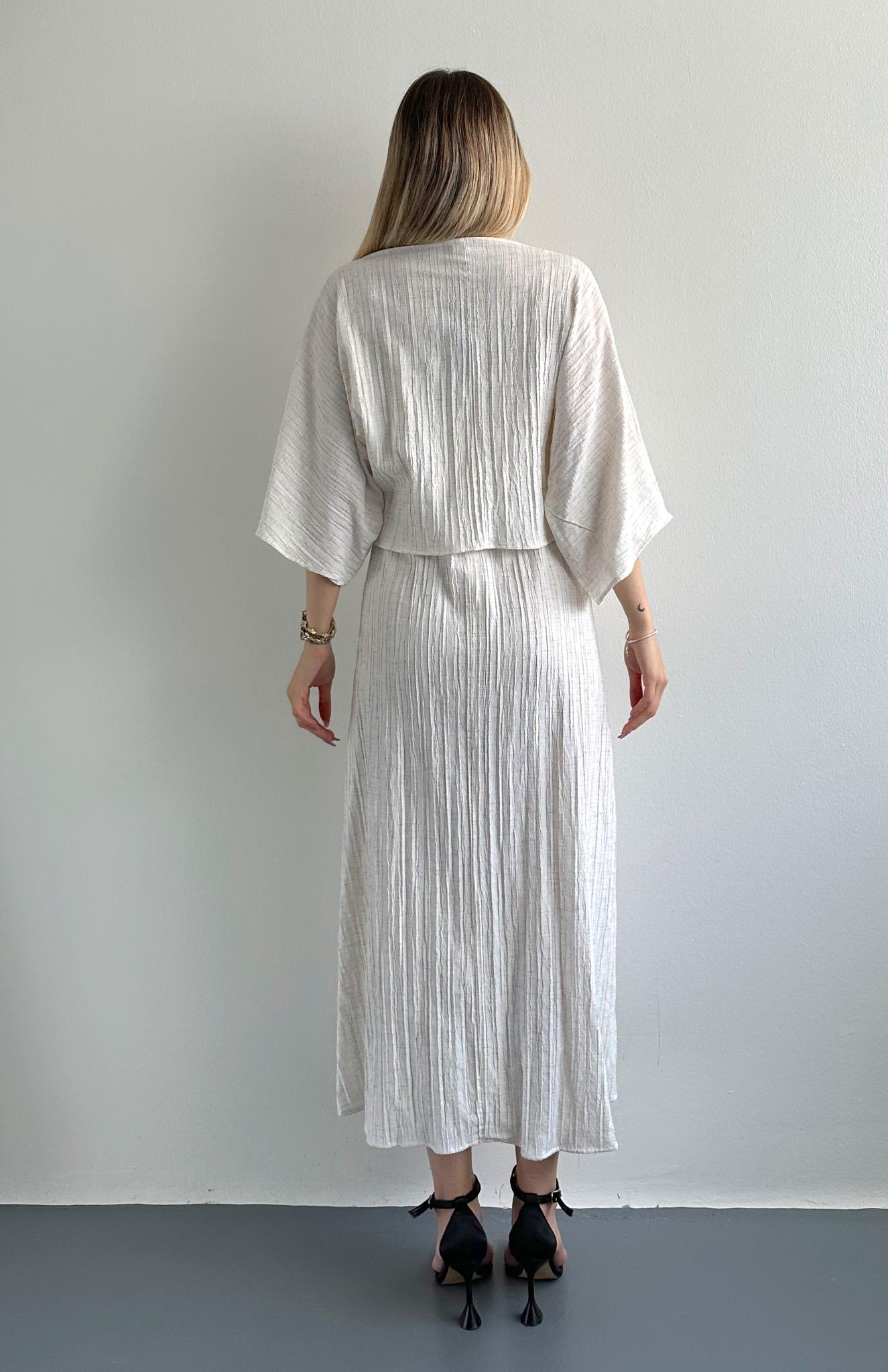 Bağlama Detaylı Bolero Jile Elbise NATURAL