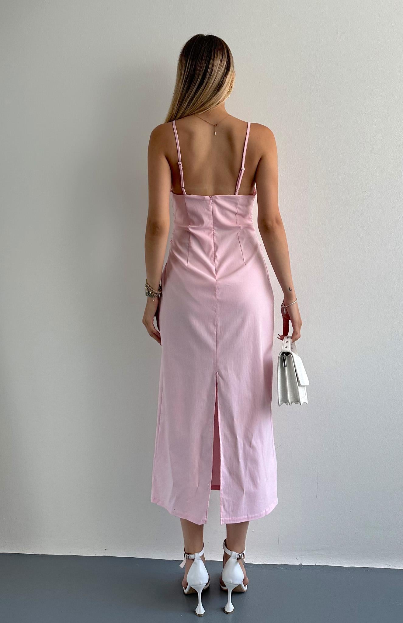 Büzgülü Elbise PEMBE