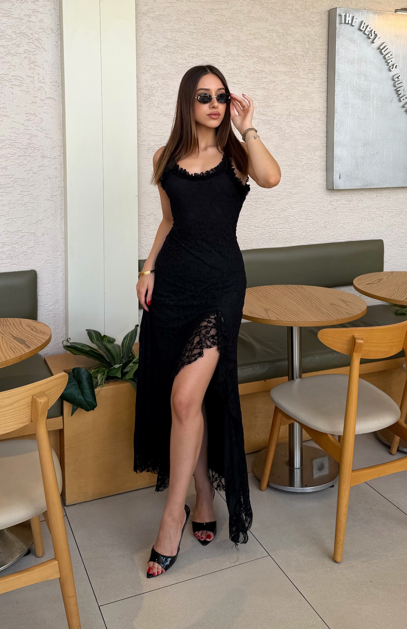 Dantelli Elbise SİYAH