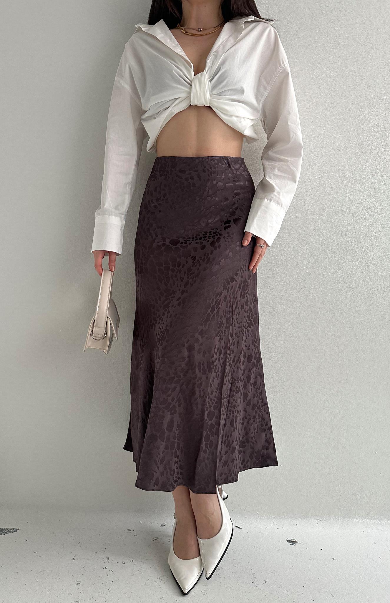 Leopar Desen Midboy Etek KAHVERENGİ