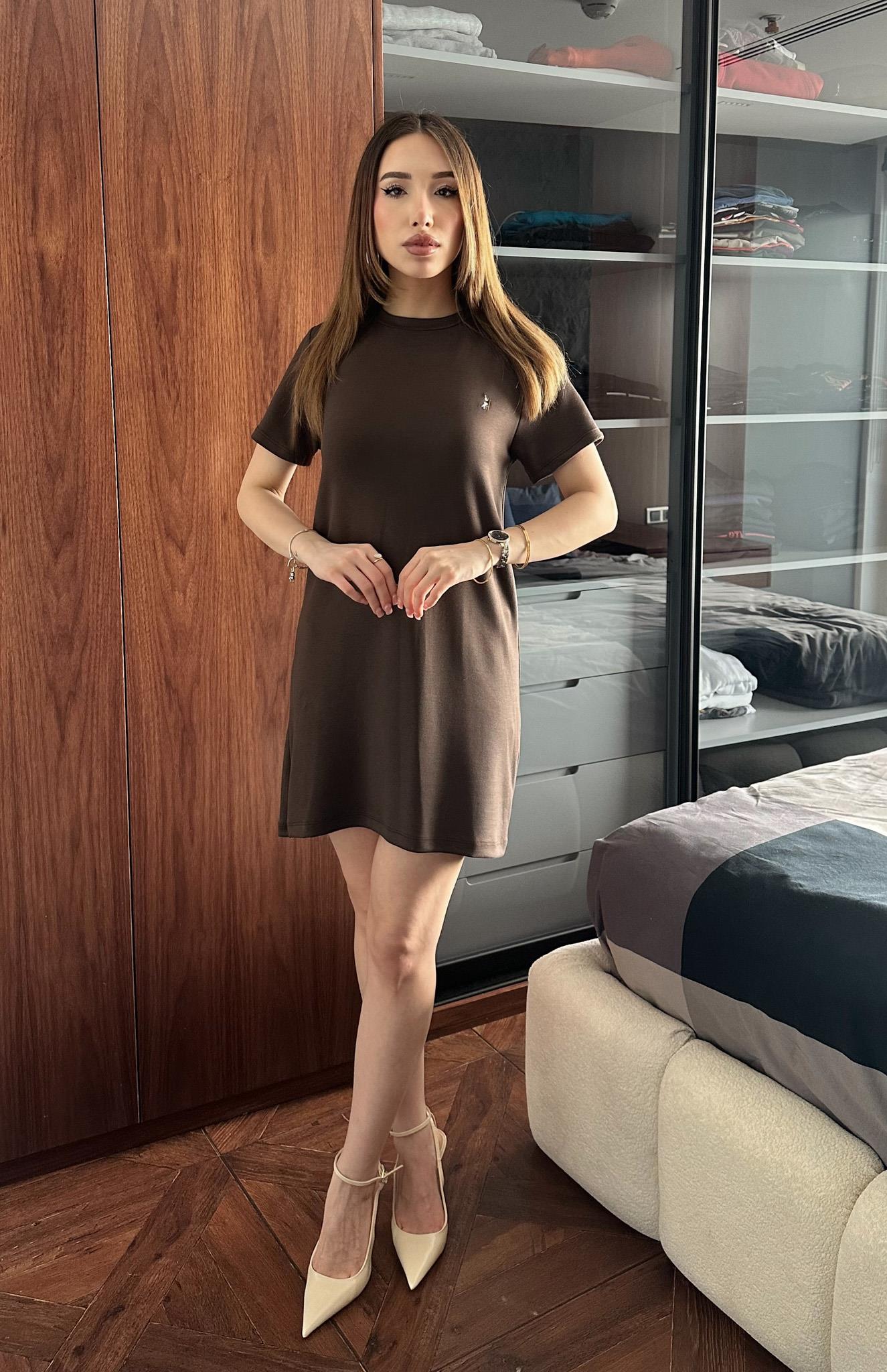 Nakiş Detaylı Elbise KAHVERENGİ
