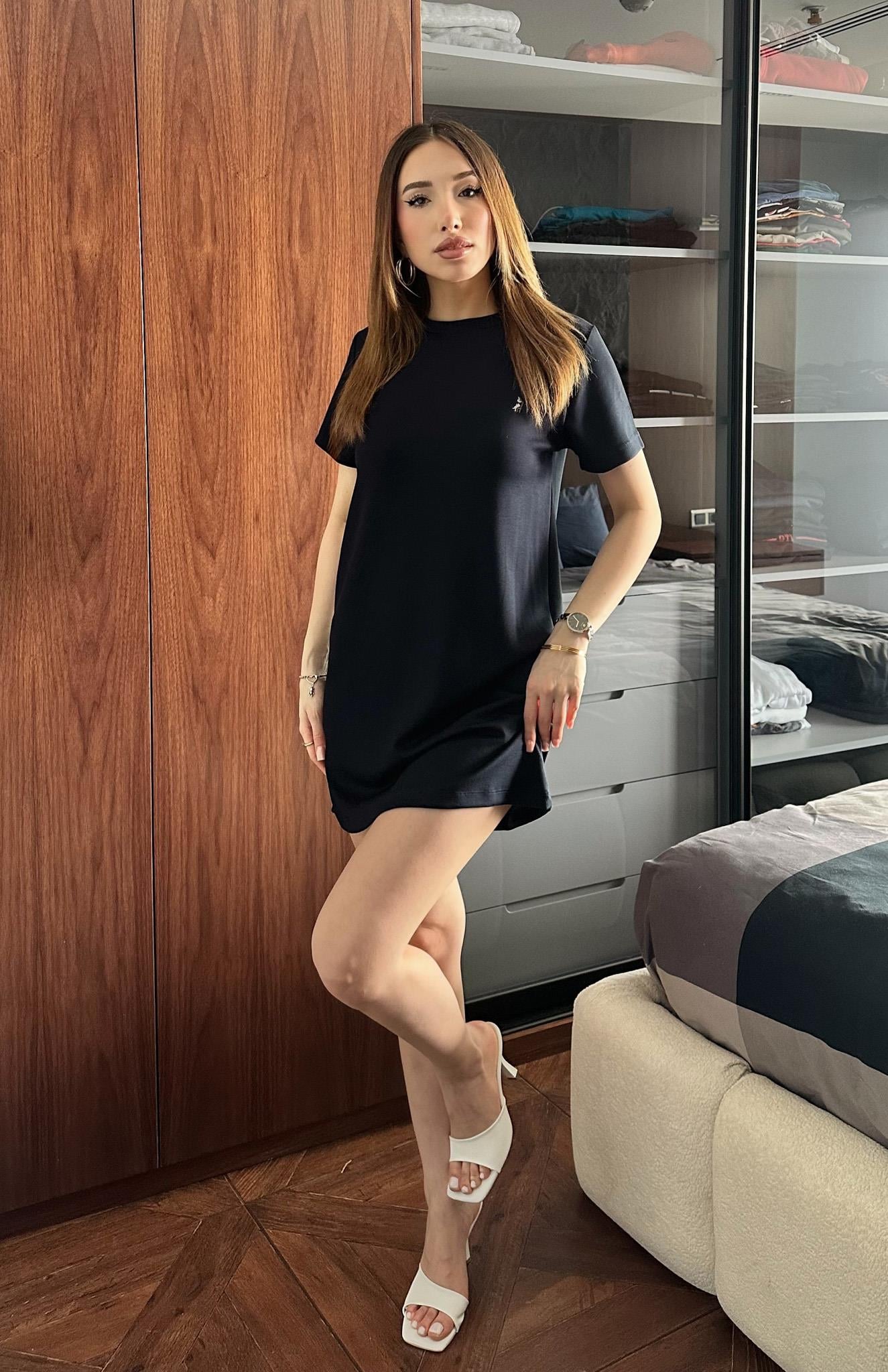 Nakiş Detaylı Elbise LACİVERT