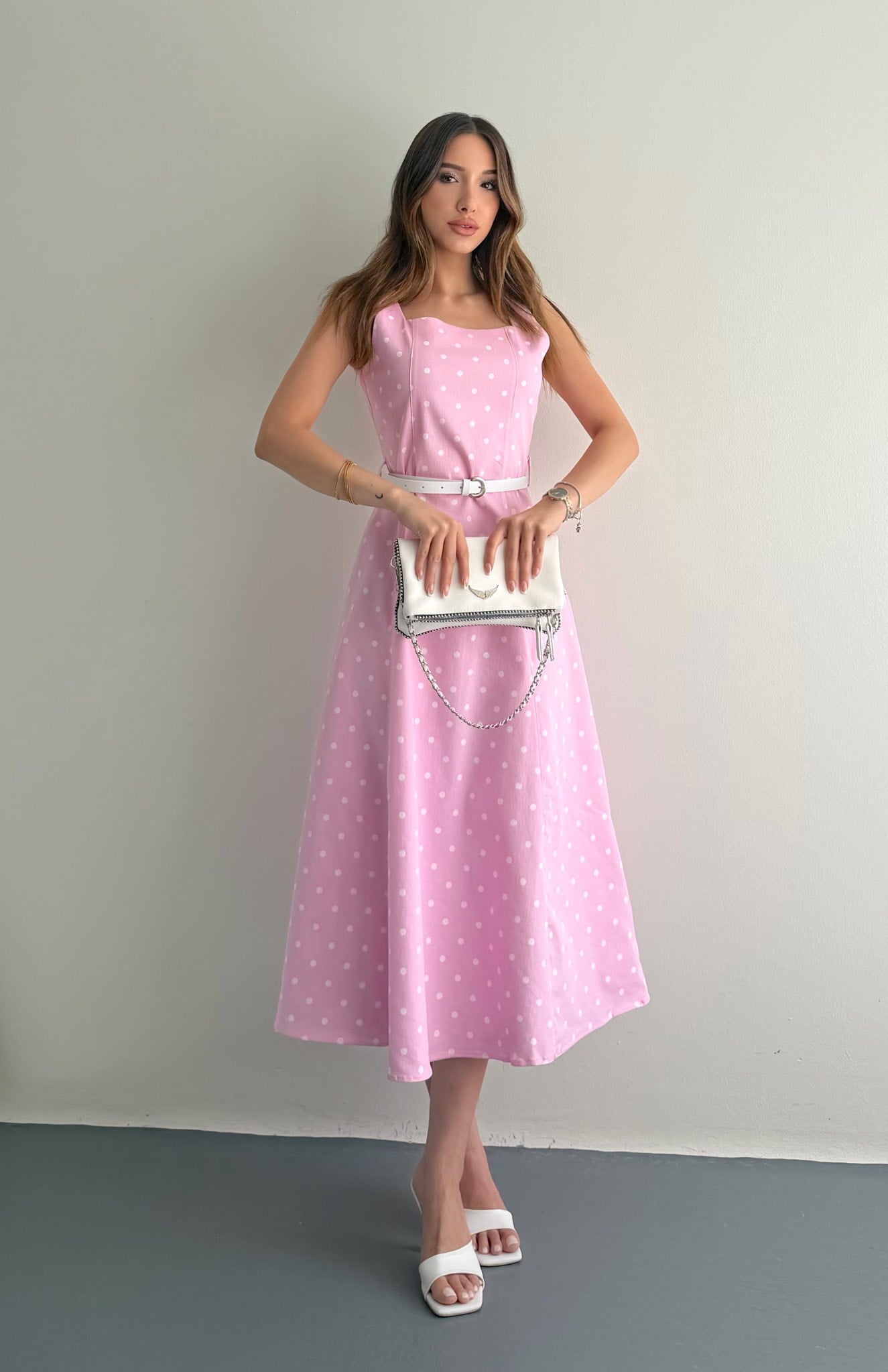 Puantiyeli Elbise PEMBE