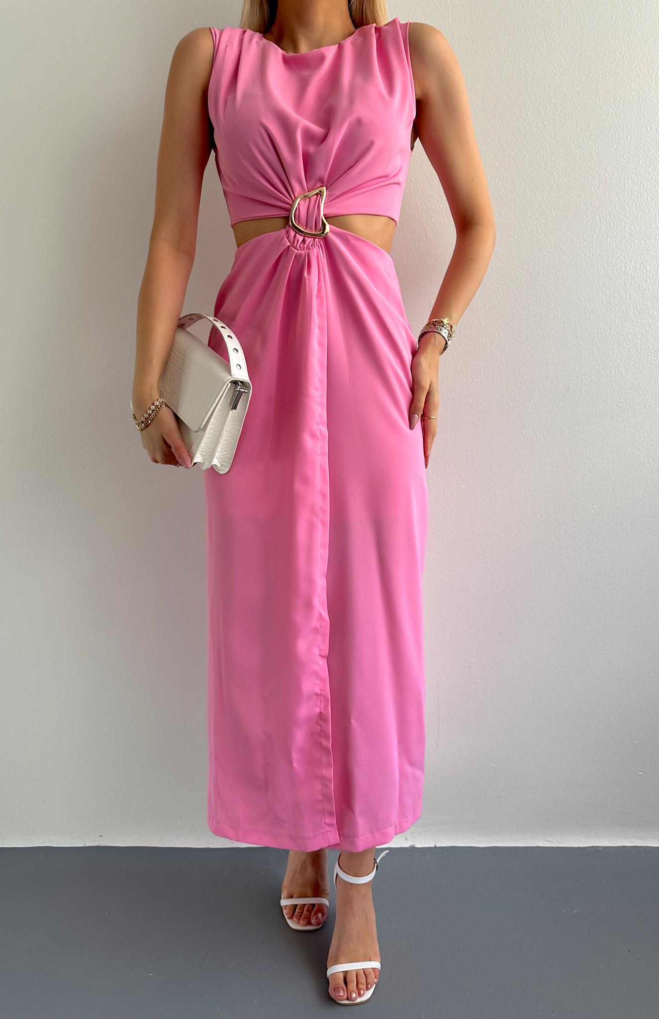Tokalı Elbise PEMBE