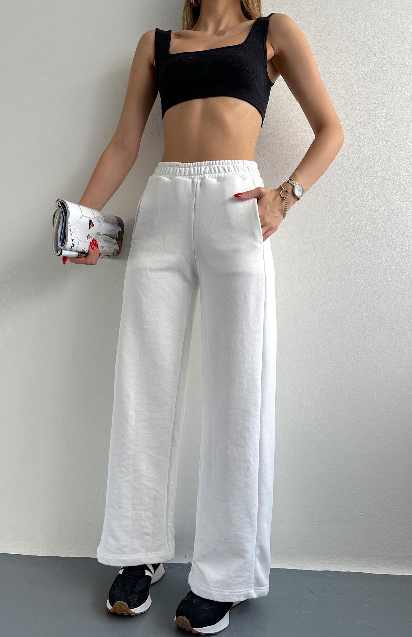 Beli Lastikli İspanyol Paça Eşofman EKRU