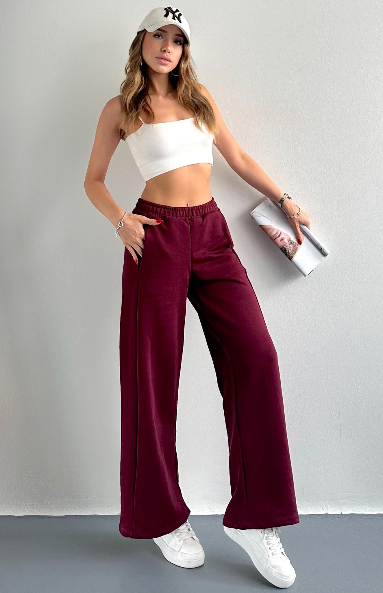 Beli Lastikli İspanyol Paça Eşofman BORDO