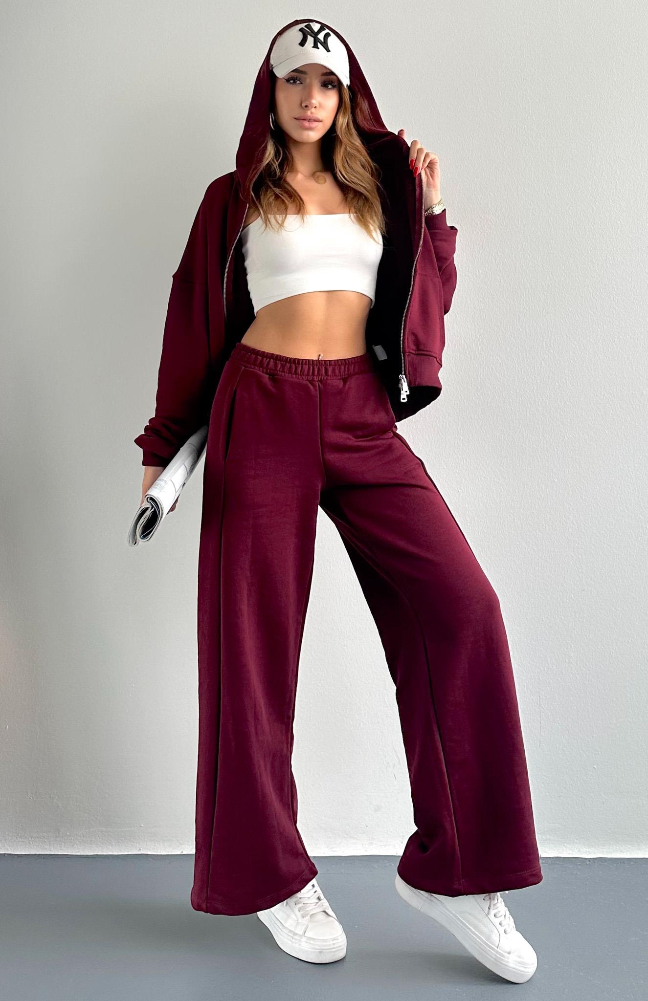 Beli Lastikli İspanyol Paça Eşofman BORDO