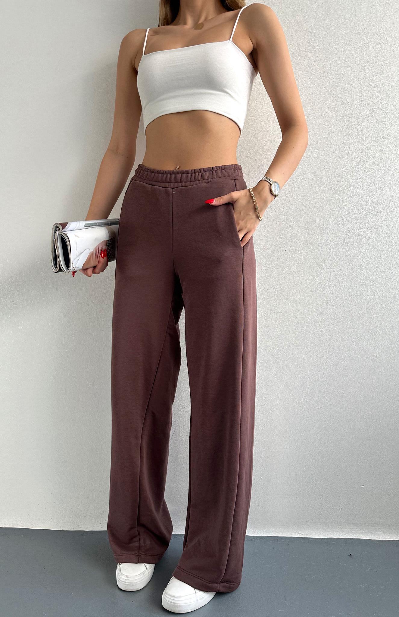 Beli Lastikli İspanyol Paça Eşofman KAHVERENGİ