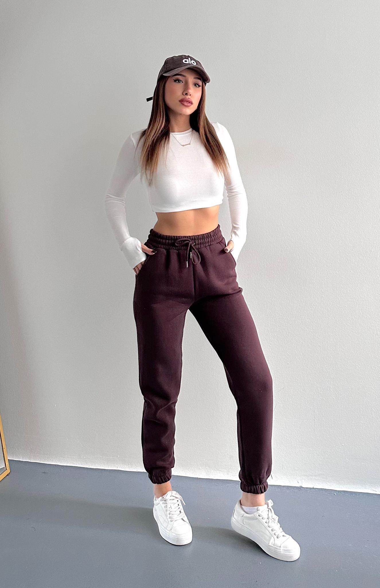 İpli Eşofman Altı KAHVERENGİ