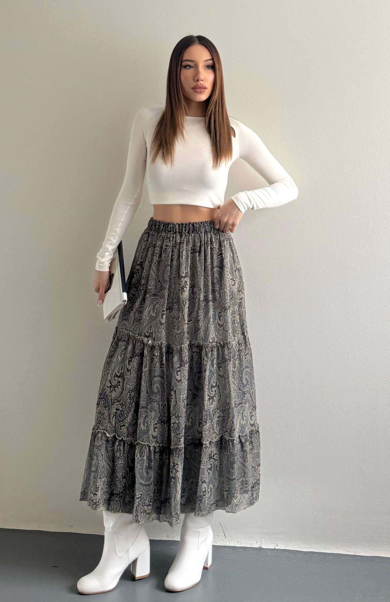 Desenli Etek YEŞİL