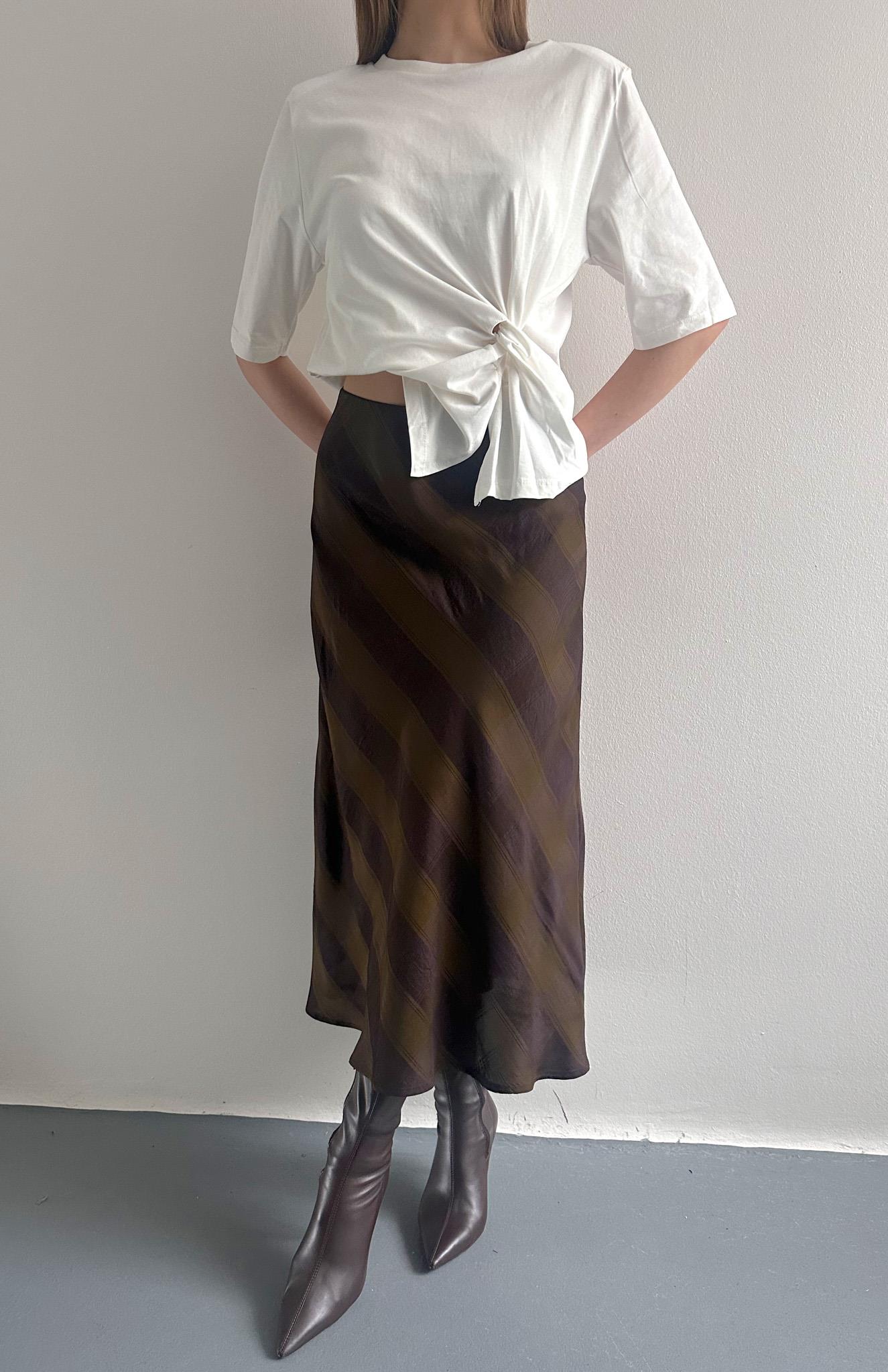 Ekose Desen Verev Etek HAKİ