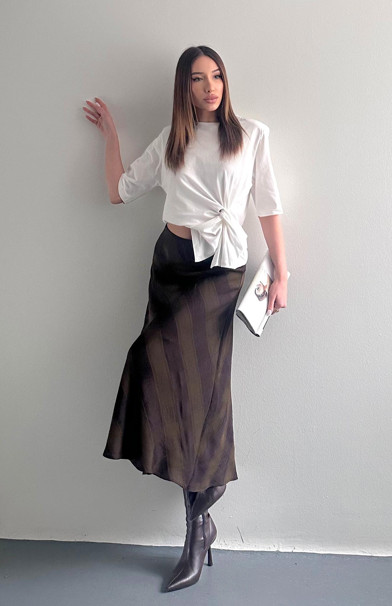 Ekose Desen Verev Etek HAKİ