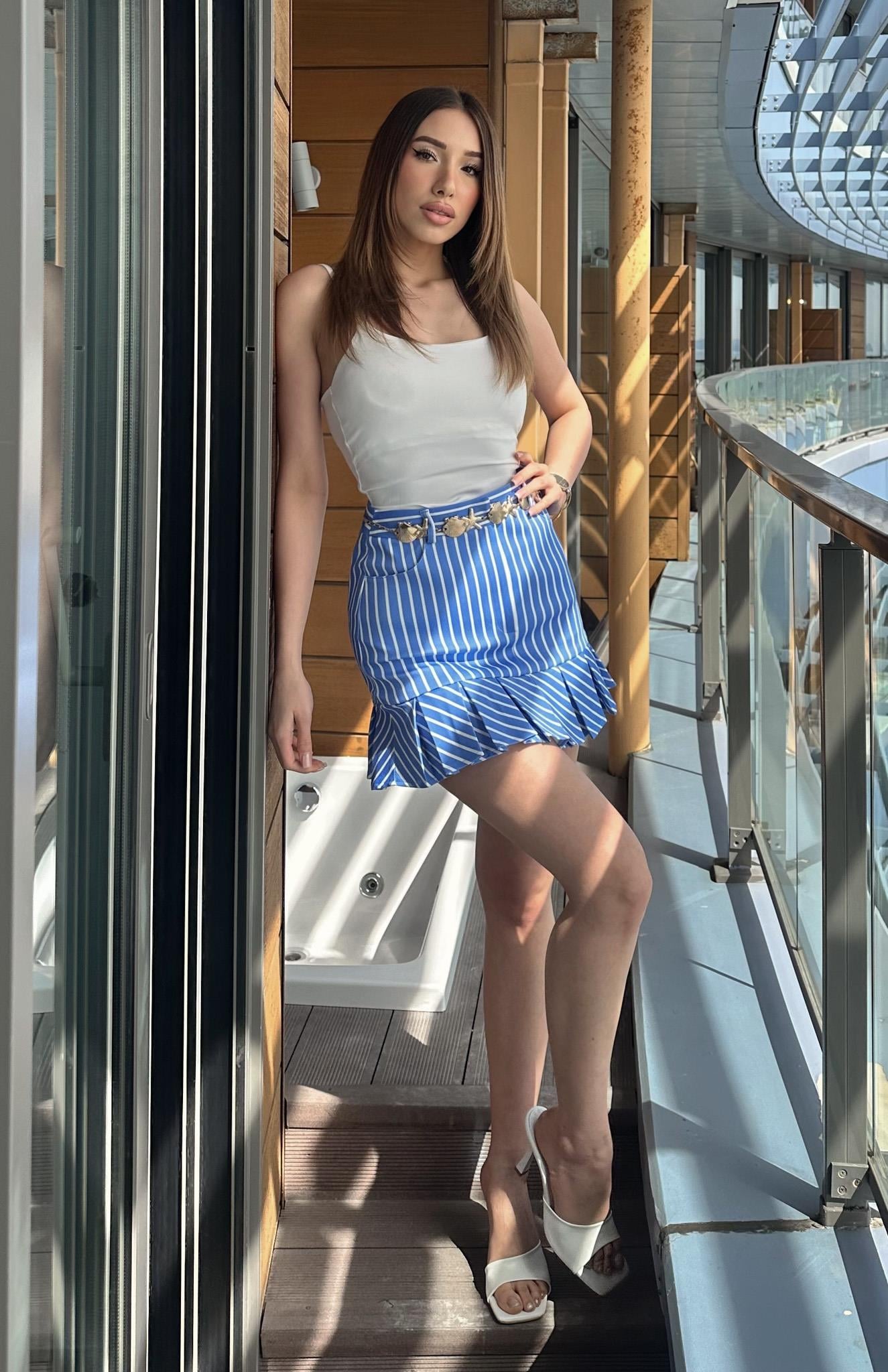 Kemer Detaylı Etek MAVİ