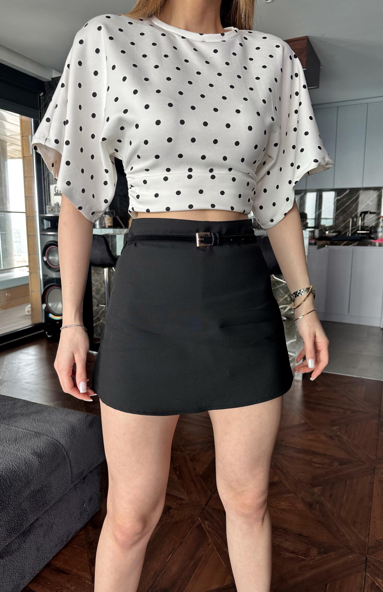 Kemerli Şort Etek SİYAH