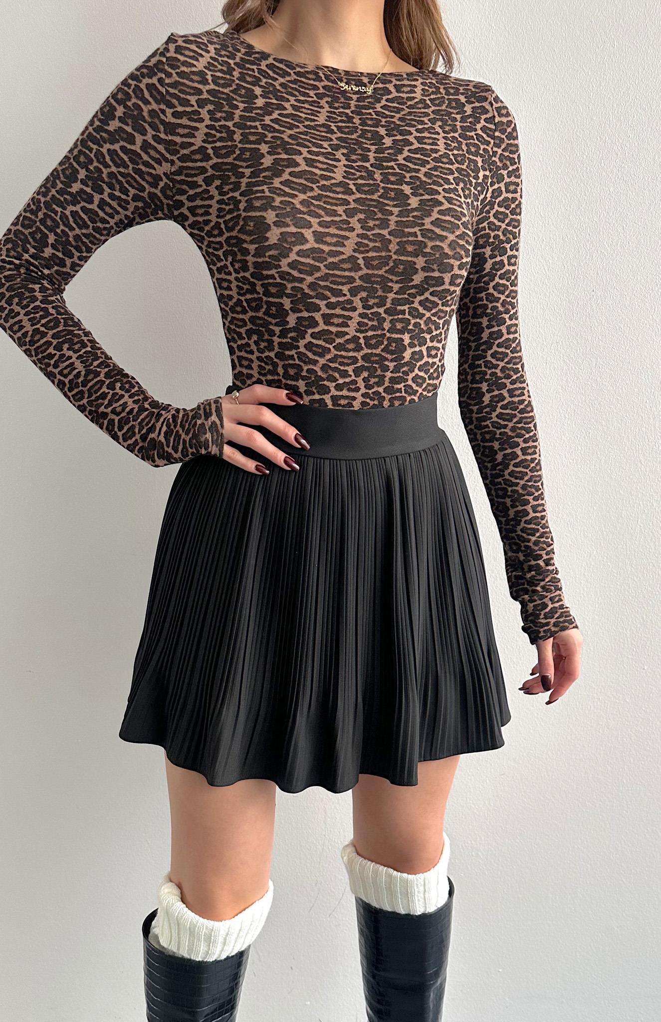 Pile Detaylı Etek SİYAH