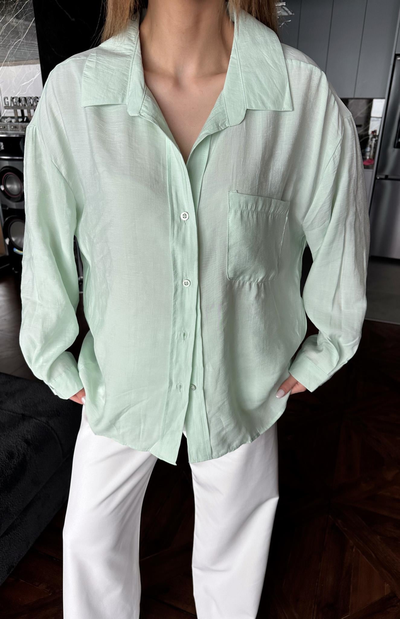 Cepli Oversize Modal Gömlek MİNT