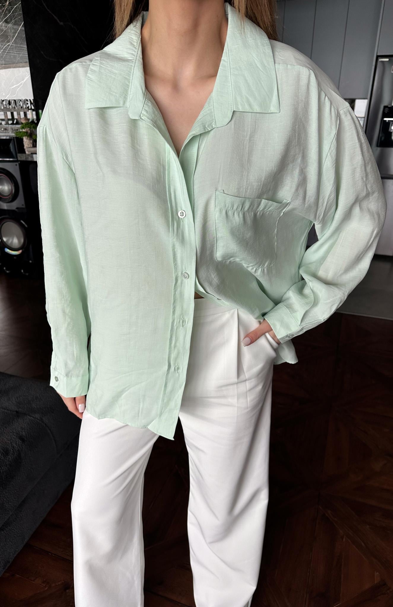 Cepli Oversize Modal Gömlek MİNT