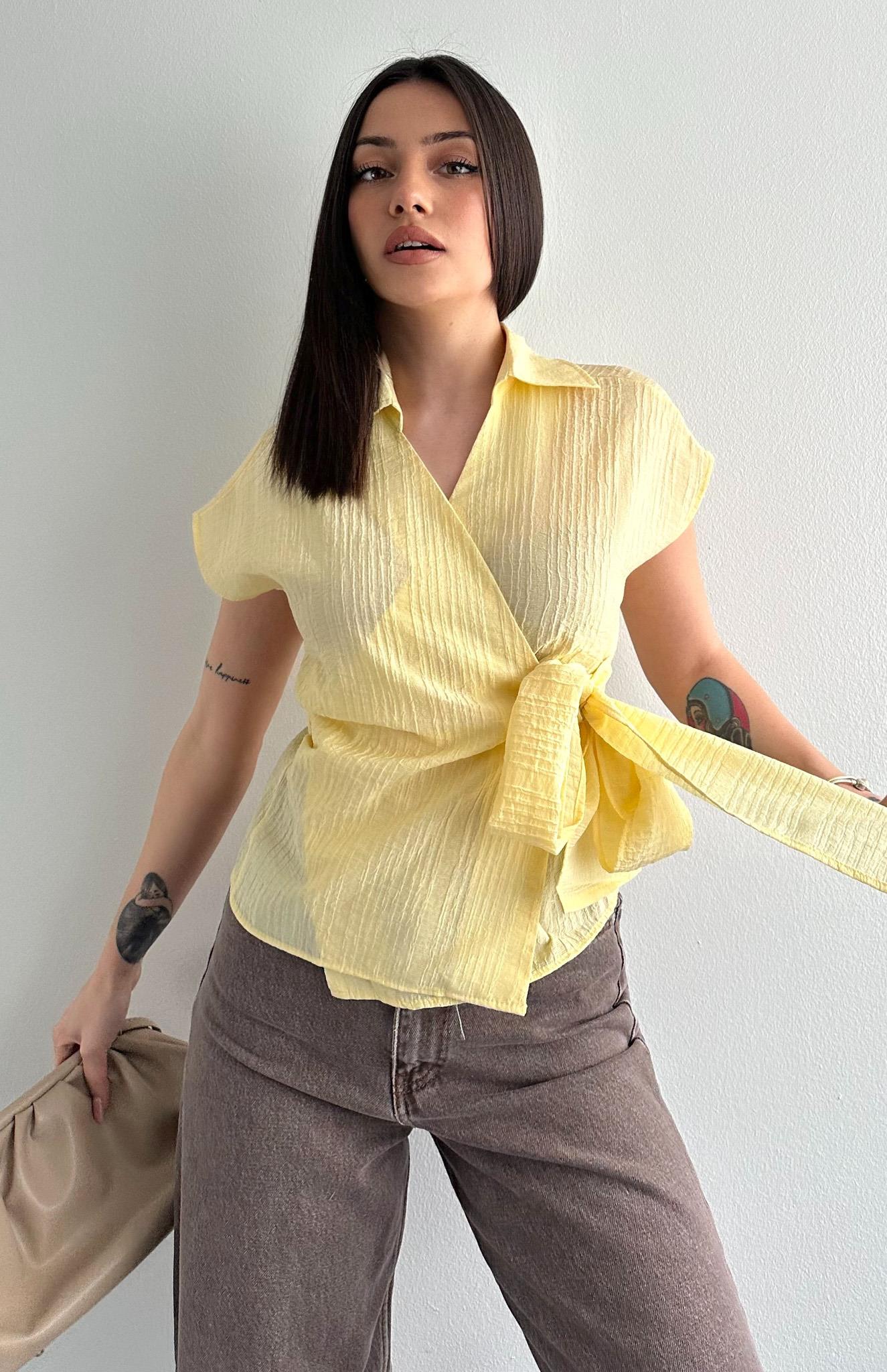 Kolsuz Bağlamalı Gömlek SARI