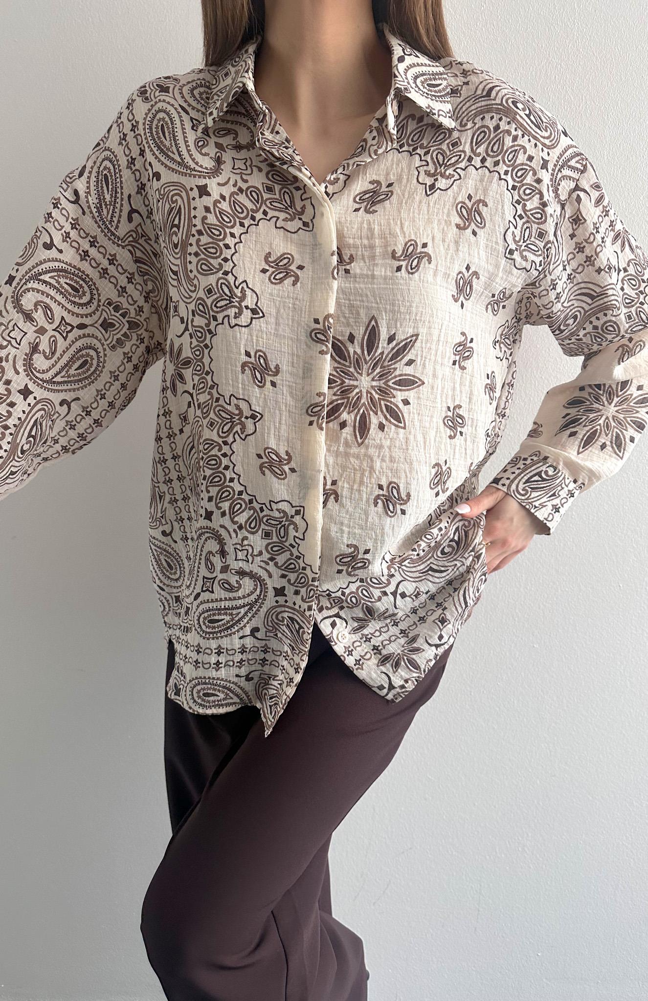 Şal Desen Gömlek EKRU