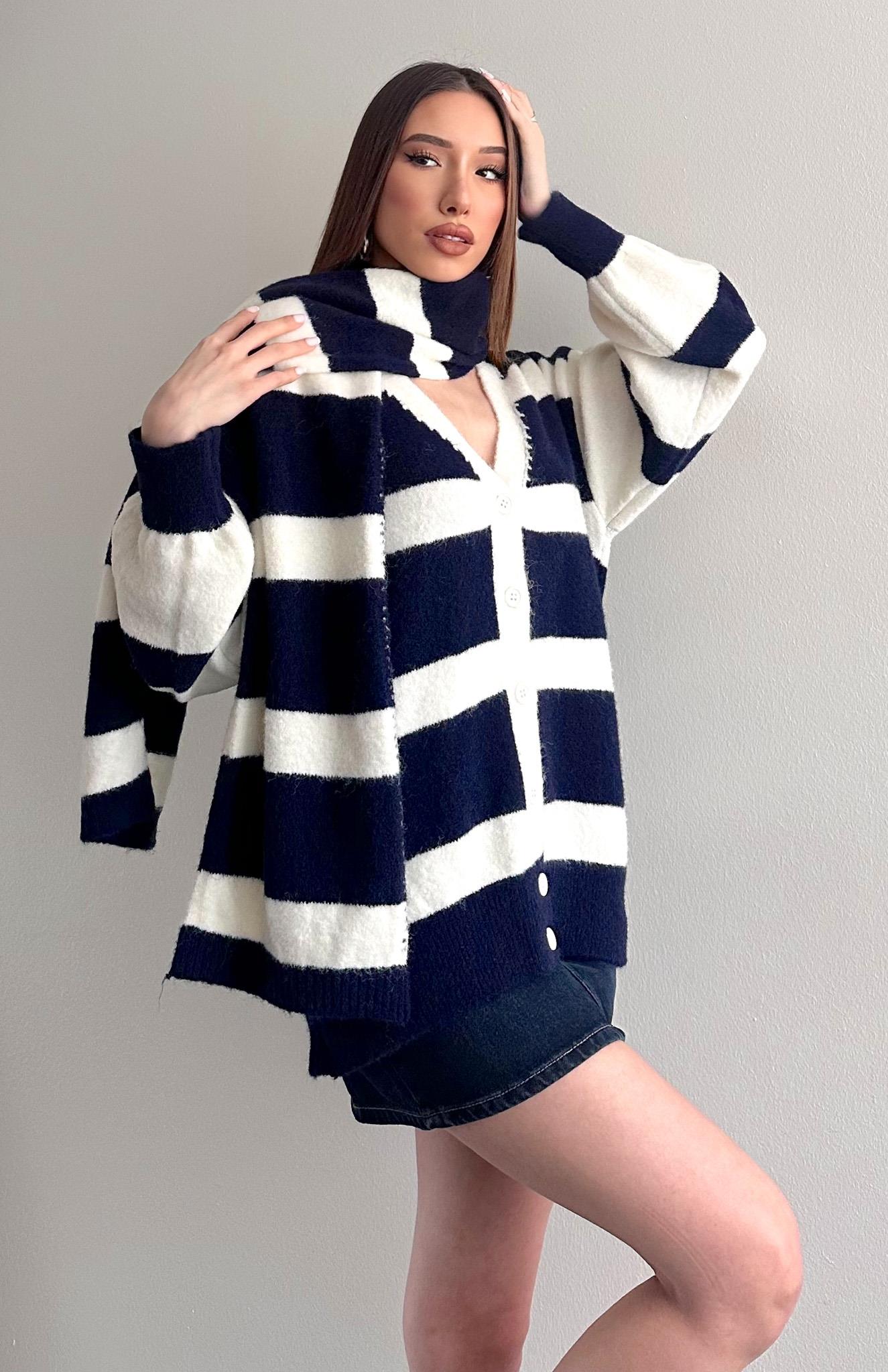 Hırka Atkı Kombin Triko LACİVERT