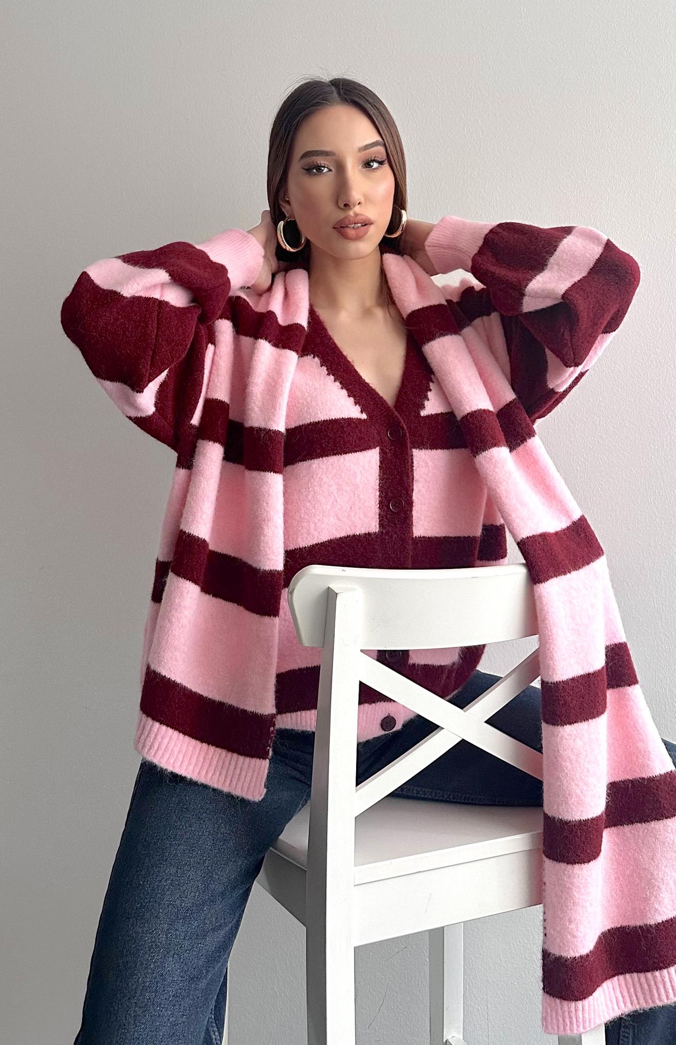 Hırka Atkı Kombin Triko PEMBE