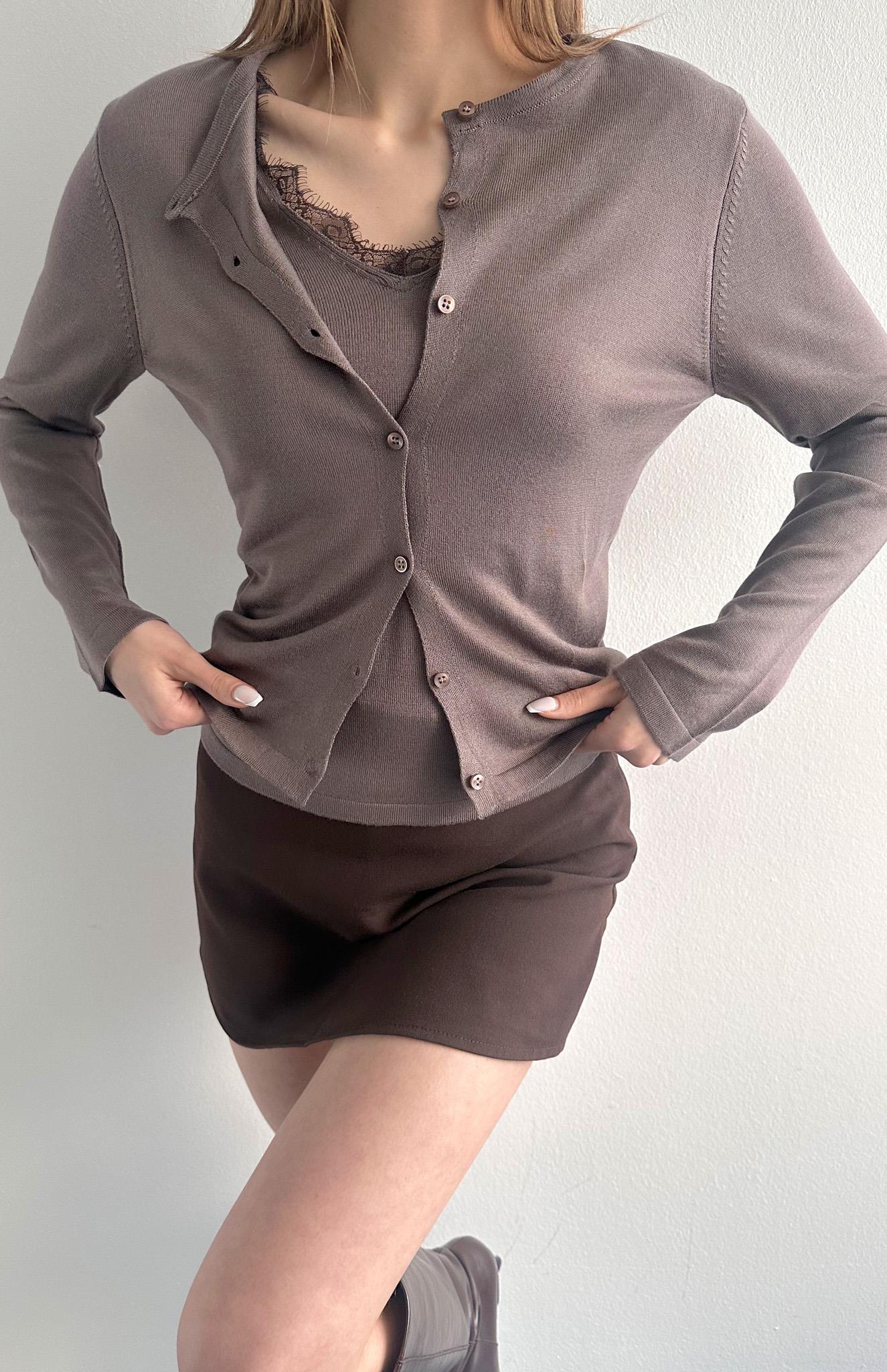 Kombine Dantel Hırka VİZON