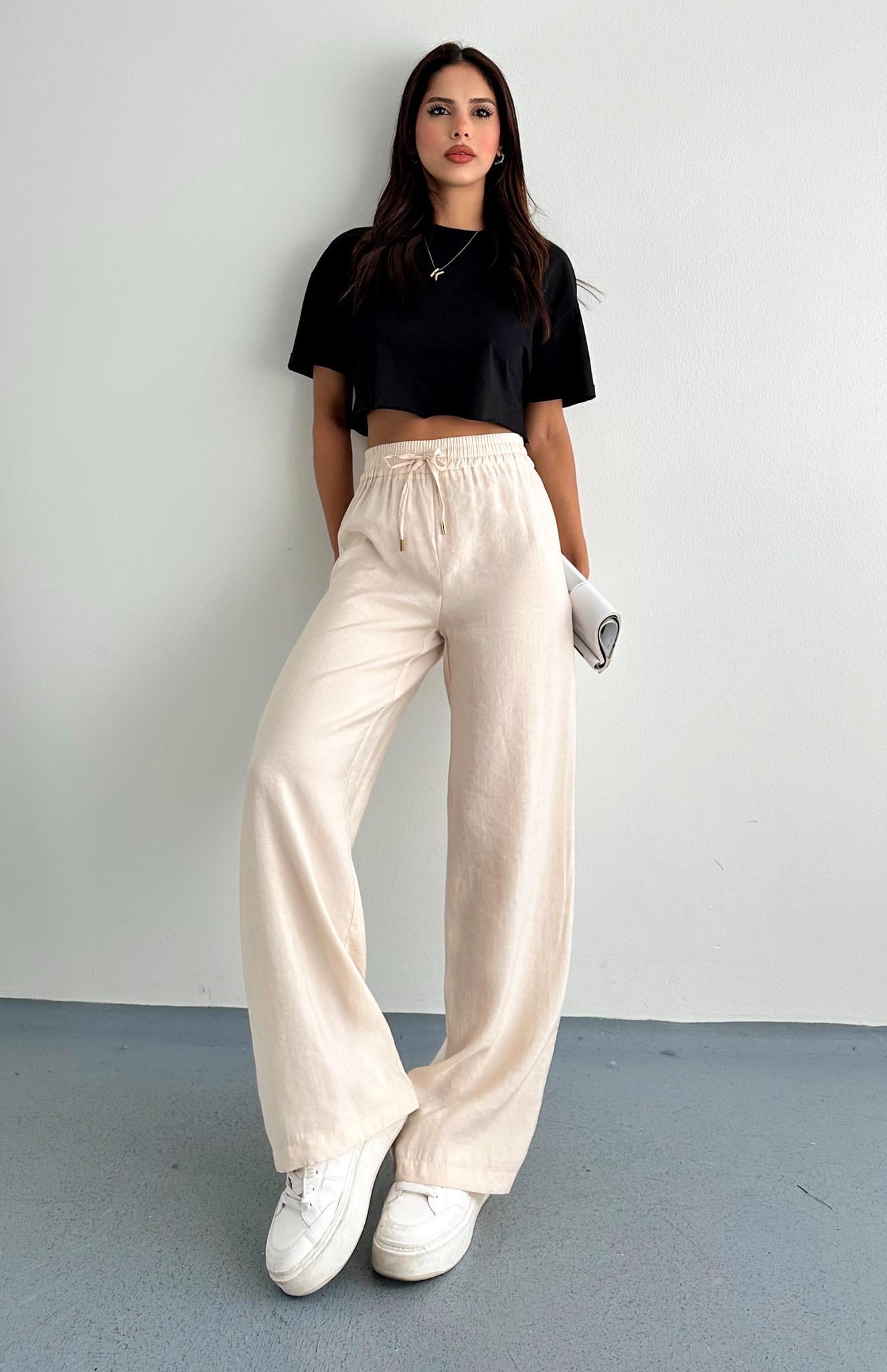 Beli Lastikli Full Length Pantolon BEJ