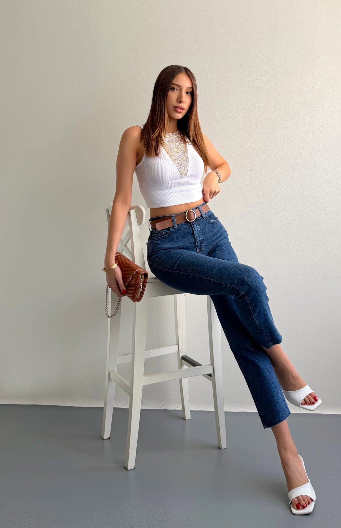 Dar Paça Kemerl Pantolon LACİVERT