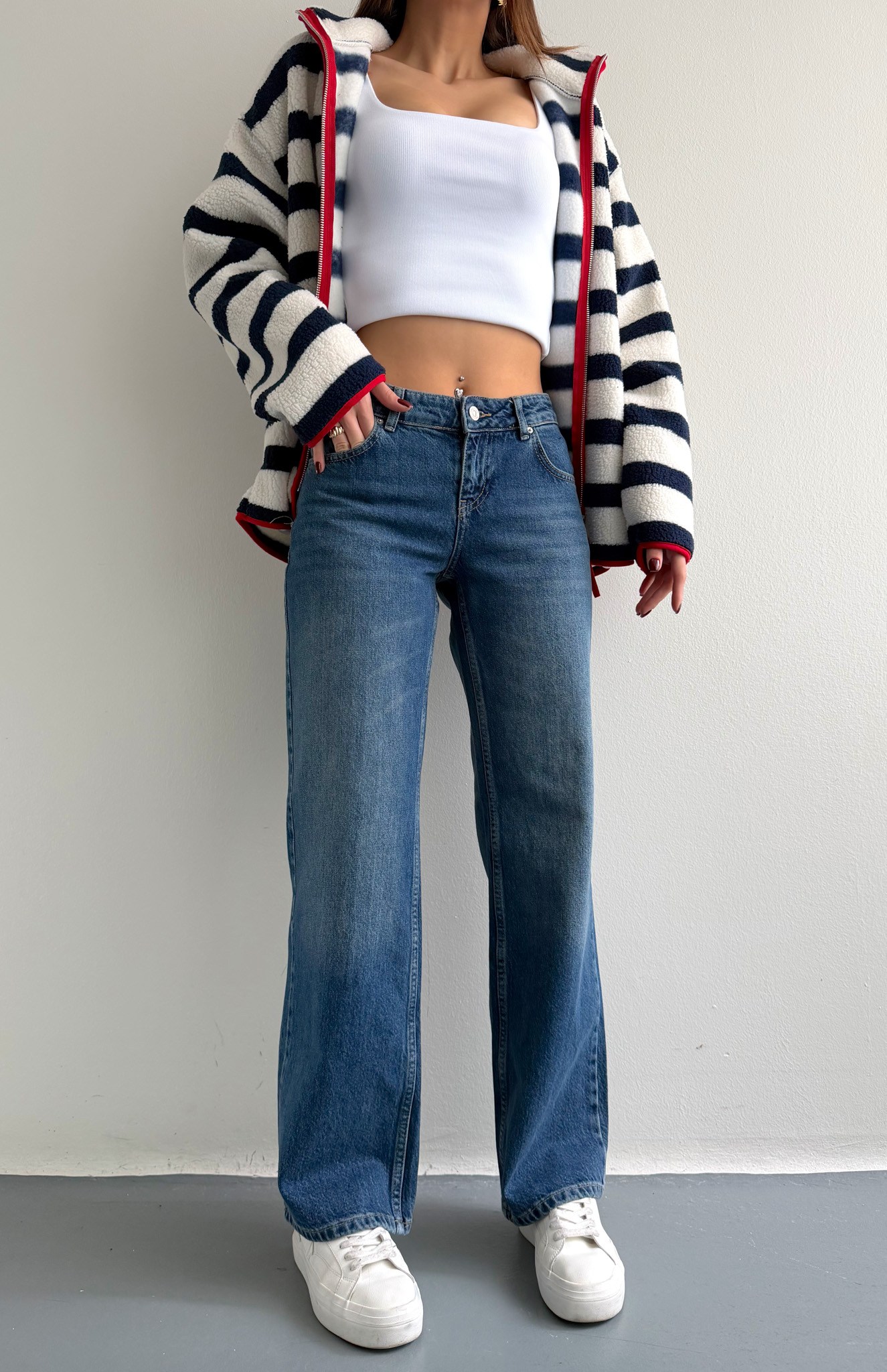 Düşükbel Stright Pantolon MAVİ