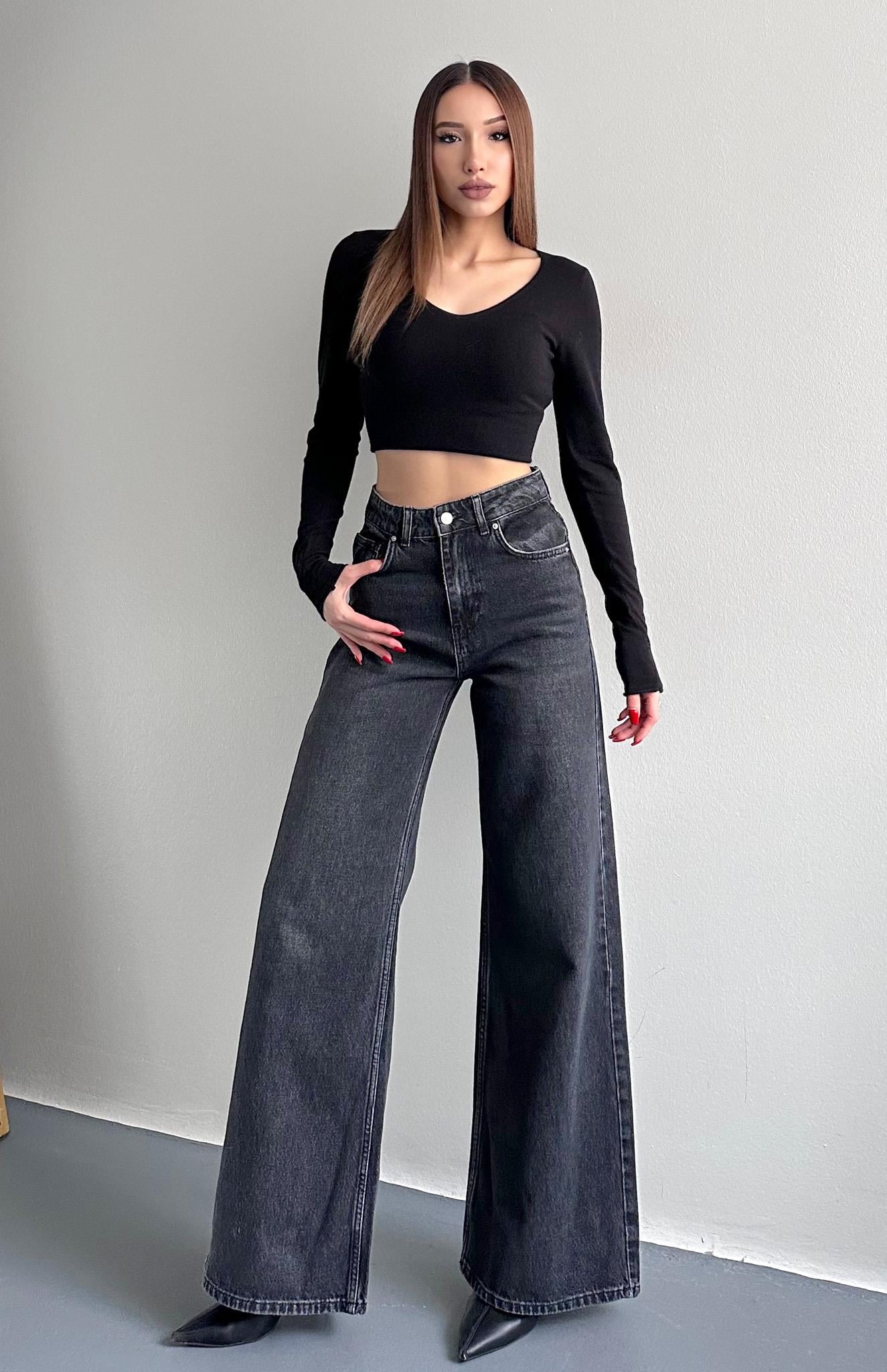Geniş Wideleg Pantolon SİYAH