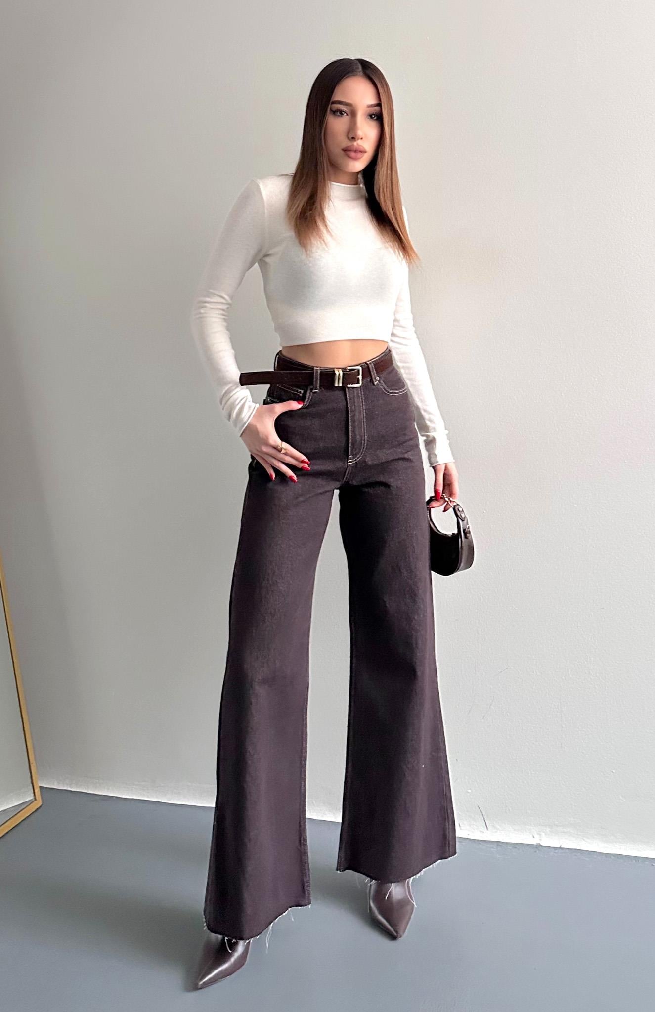 Kemerli Kot Pantolon KAHVERENGİ