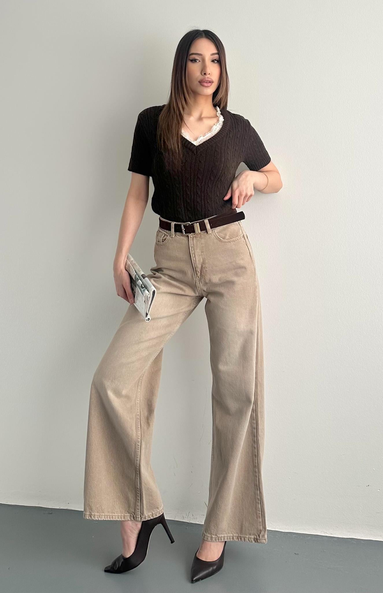 Kemerli Pantolon BEJ