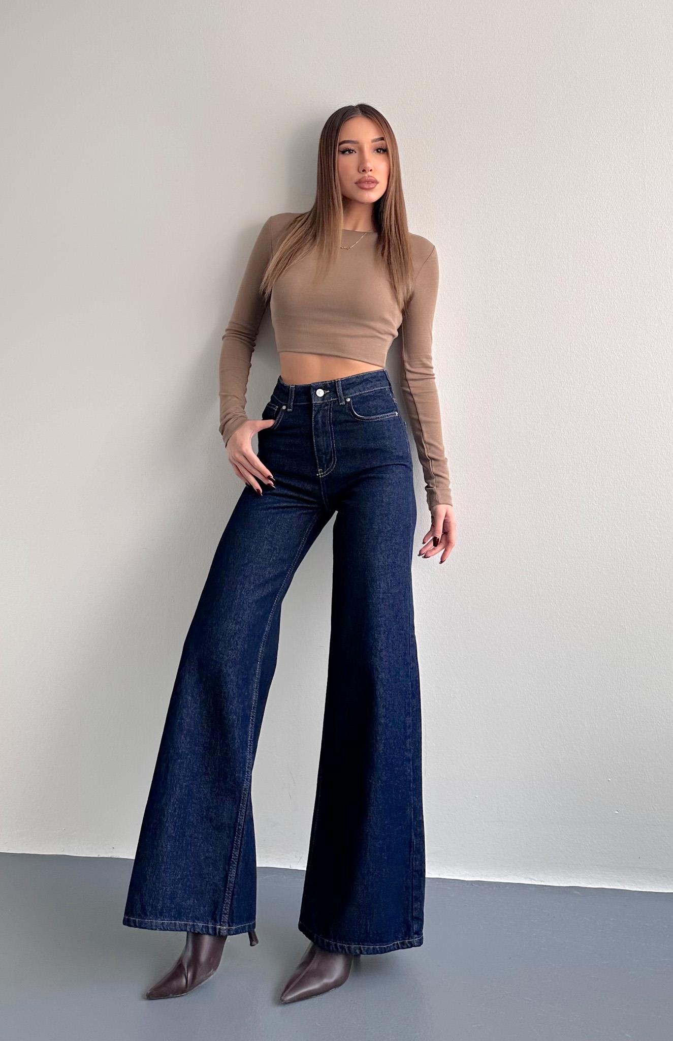 Rins Yıkama Geniş Pantolon LACİVERT