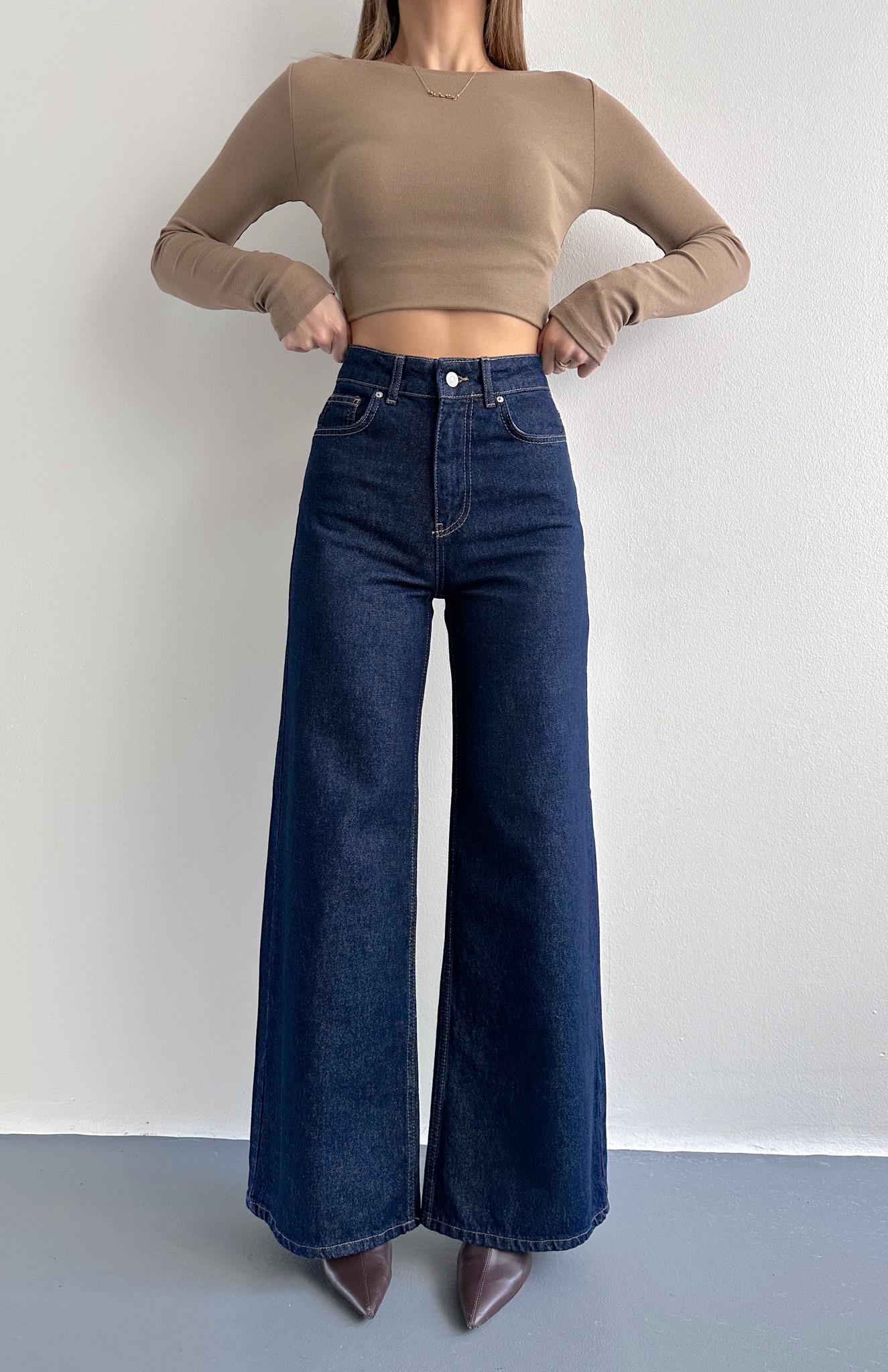 Rins Yıkama Geniş Pantolon LACİVERT