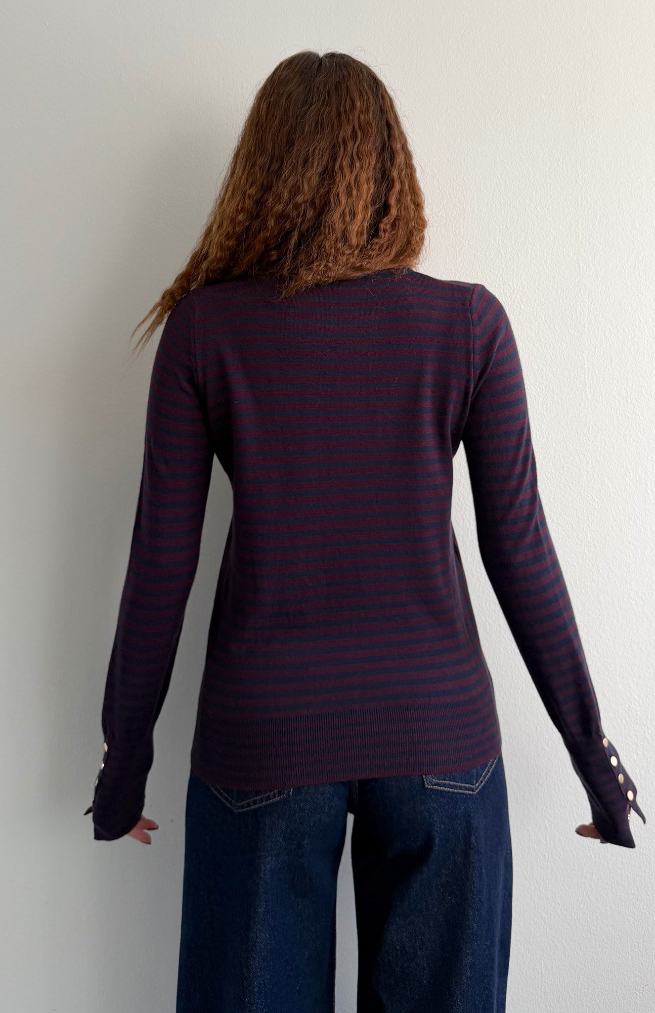 Çizgili Kolu Droplu Kazak BORDO